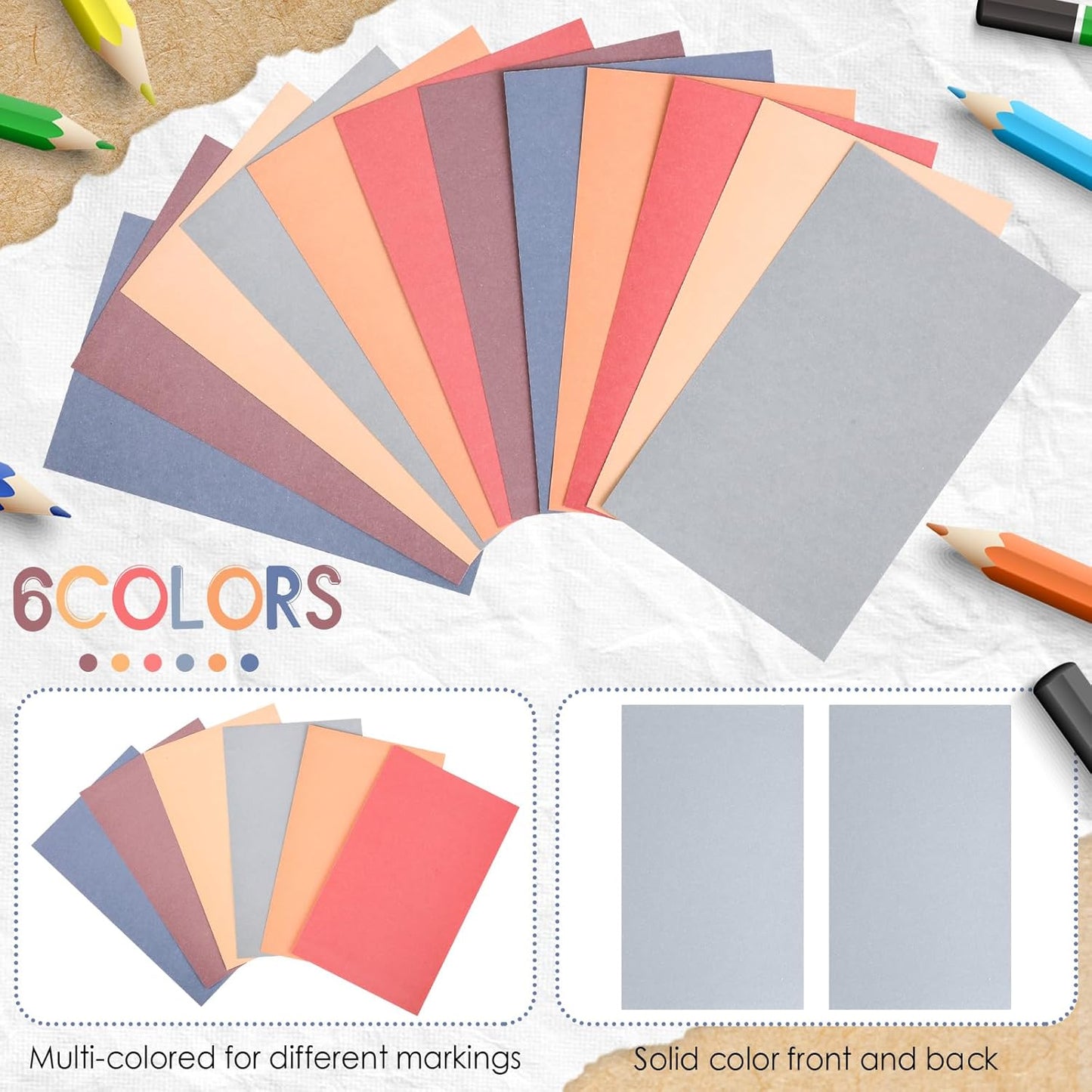 Fainne 300 Pcs Blank Index Cards 180 GSM Thick Card Stock Assorted Color Neon Blank Flash Cards Colorful Study Notecards for Organizing(3 x 5 Inch,Warm Color)