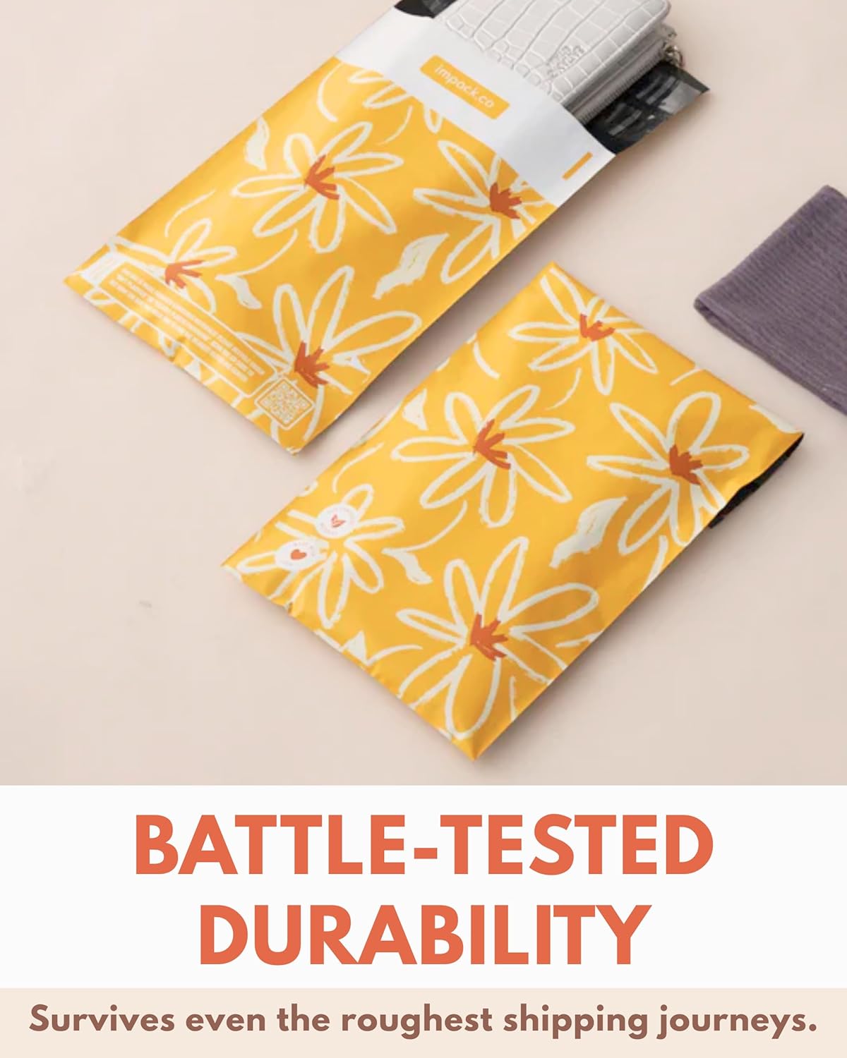 Poly Mailers 6x9-25 Pack Biodegradable Shipping Bags for Stationery and Small Accessories - Impack Self-Seal Waterproof Thick Mailing Envelope for Small Items - Golden Pencil Floral