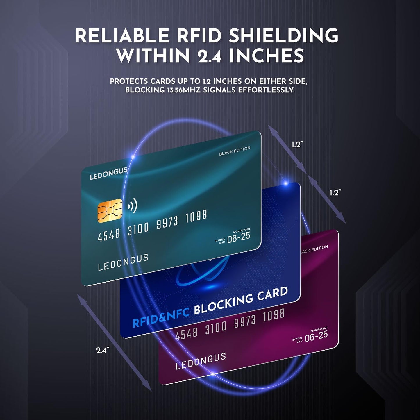 RFID Blocking Cards – 6 Pack | Anti-Theft Contactless NFC Protection for Debit Credit Cards & Wallet | Slim & Durable Perfectly fits in Wallet | 2 RFID Sleeves Included | Blue