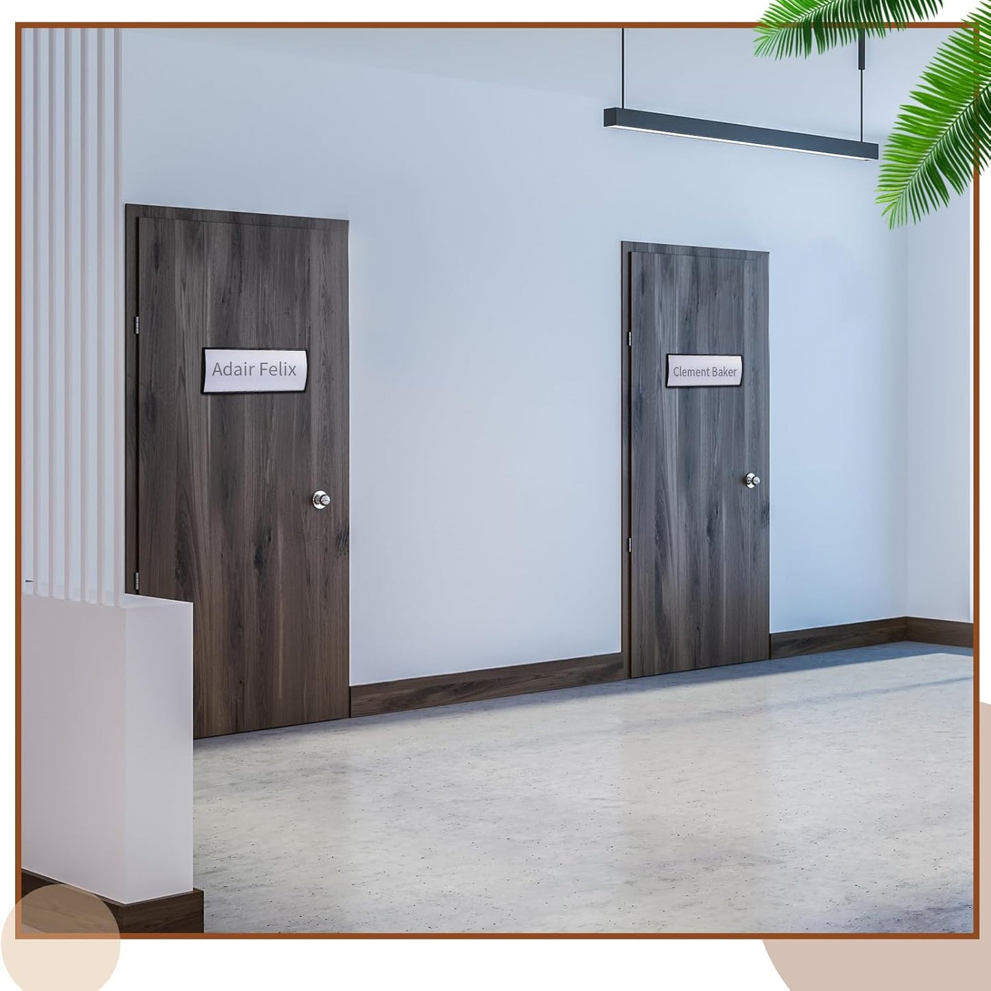 Therwen 6 Pcs Aluminum Office Name Plate Holder for Door Wall Mount 8'' x 3'' Business Sign Holder Office Door Sign Sturdy Curved with Plastic Film and Adhesive Tape (Black)