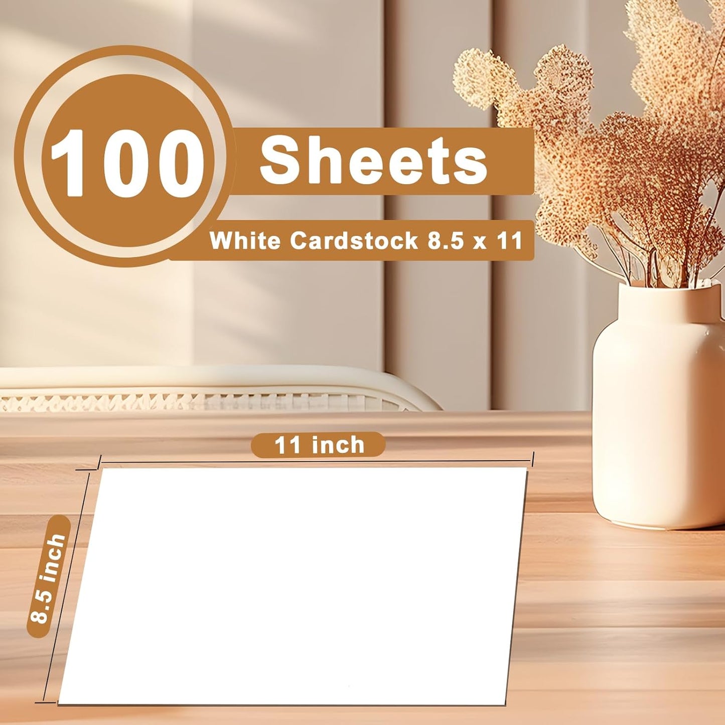 100 Sheets Bright White Cardstock 8.5 x 11 Printer Paper, 200gsm/75lb Thick White Construction Paper Card Stock for Certificates, Menus, Cards Making, Business Cards, School Crafting