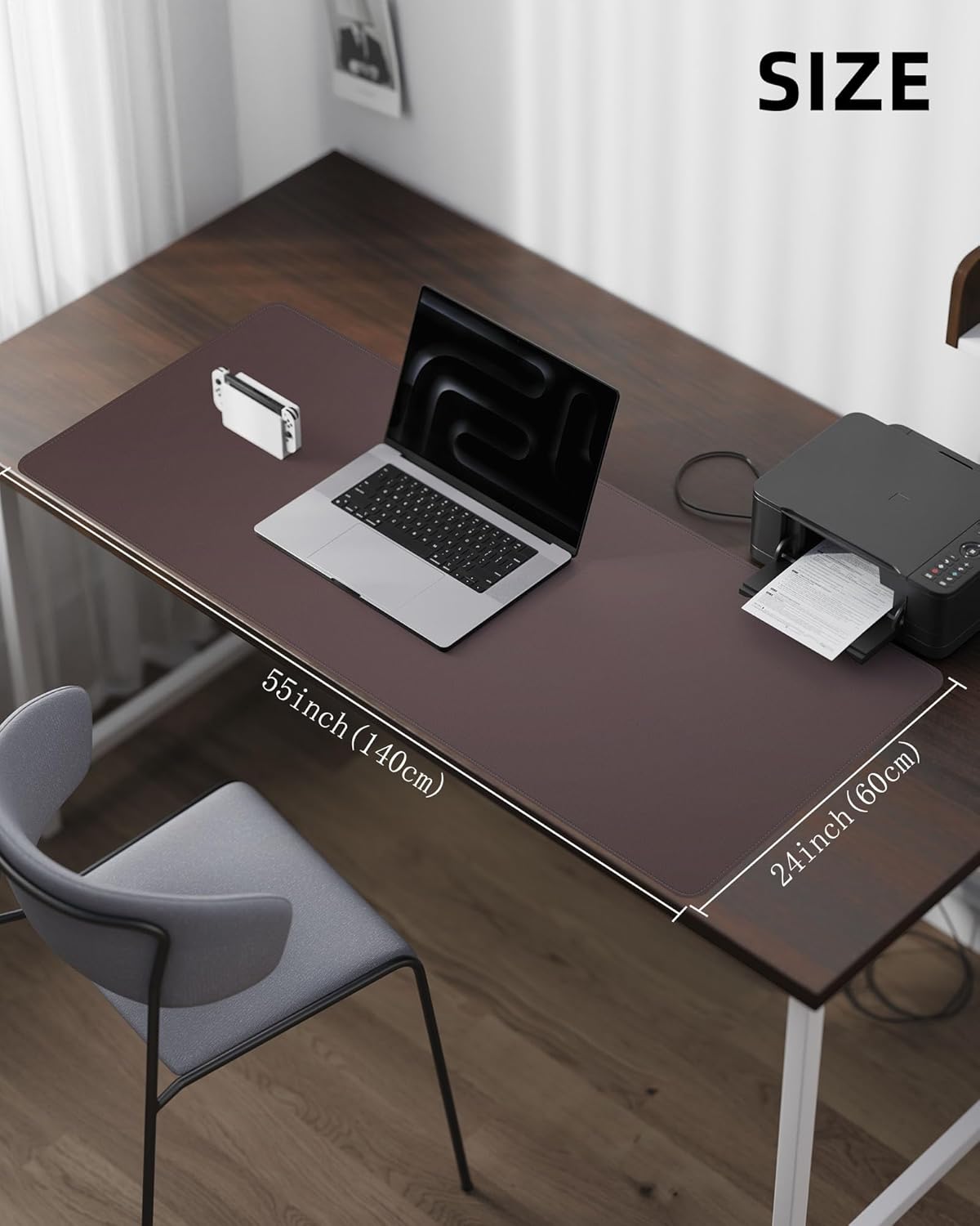 AFIING Large Desk Mat 55"x24" - Premium Non-Slip, Waterproof & Scratch-Resistant. Office Desk Protector Workspace Pad for Home/Office (Coffee)