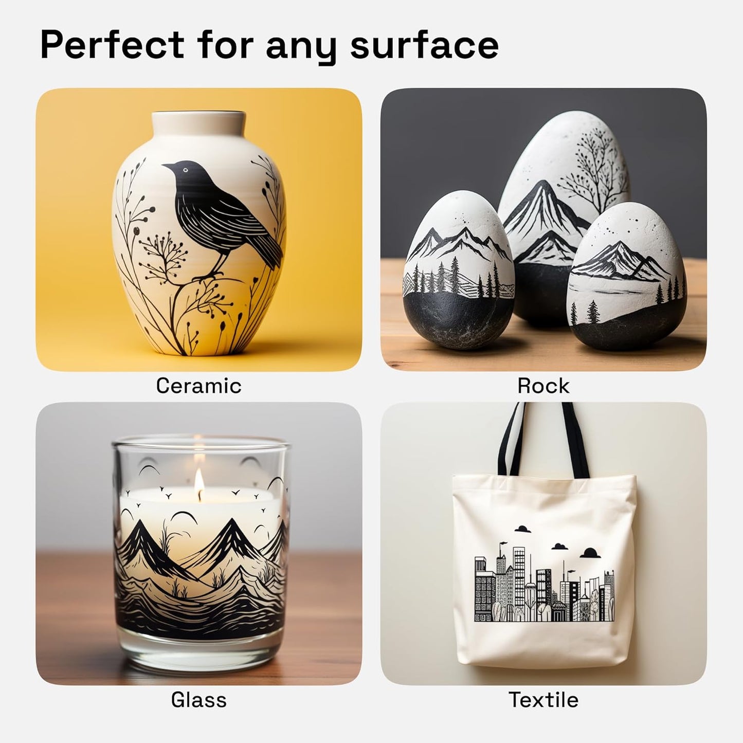 ARTISTRO 5 Black Acrylic Paint Pens, Acrylic Paint Markers Different Tip, Fabric Markers for Textile, Canvas, Rock, Glass, Wood, Paper, DYI, Pens for Kids and Adults