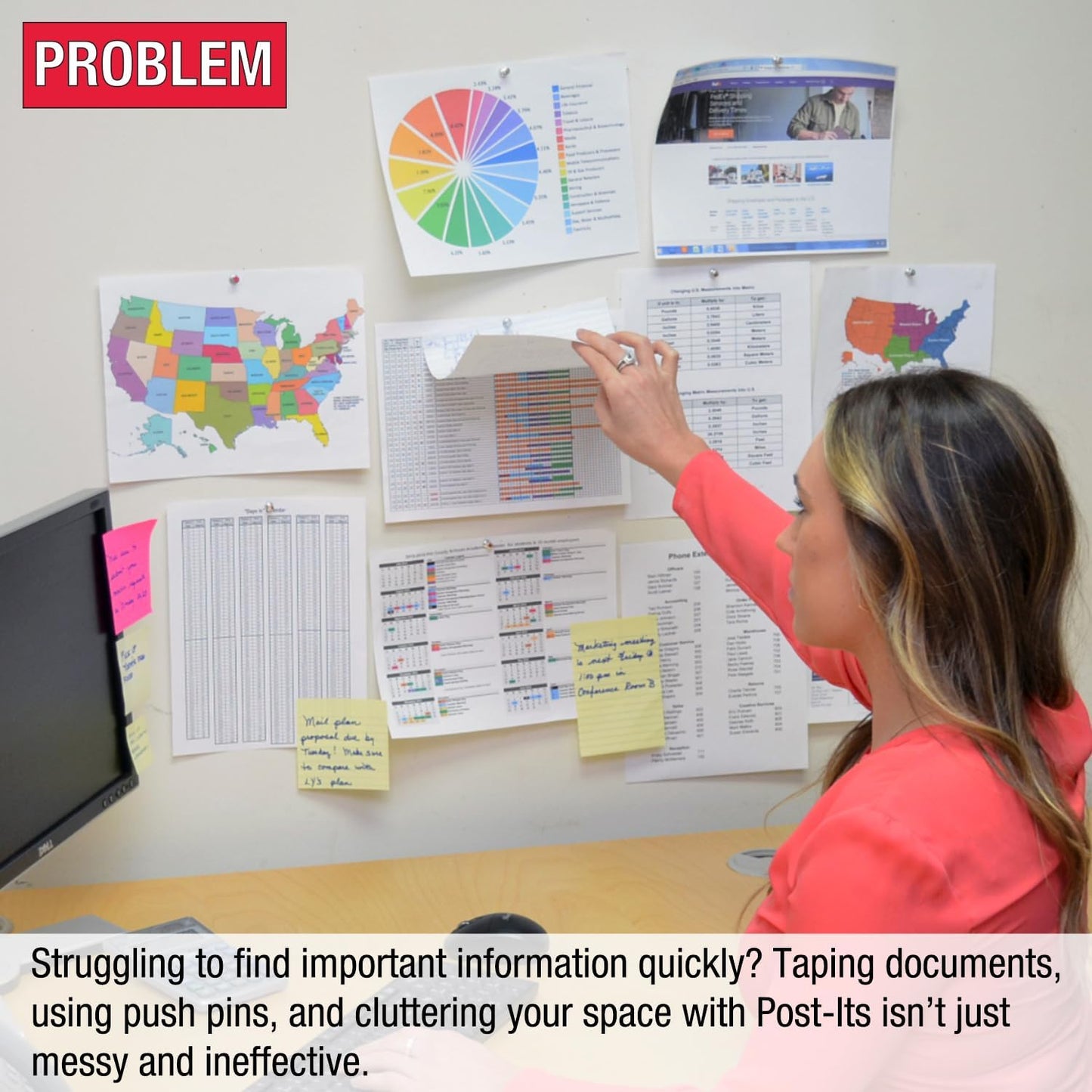 Ultimate Office AdjustaView 10-Pocket Wall Reference Organizer with Easy-Load Pockets and Mounting Screws, Black Pockets