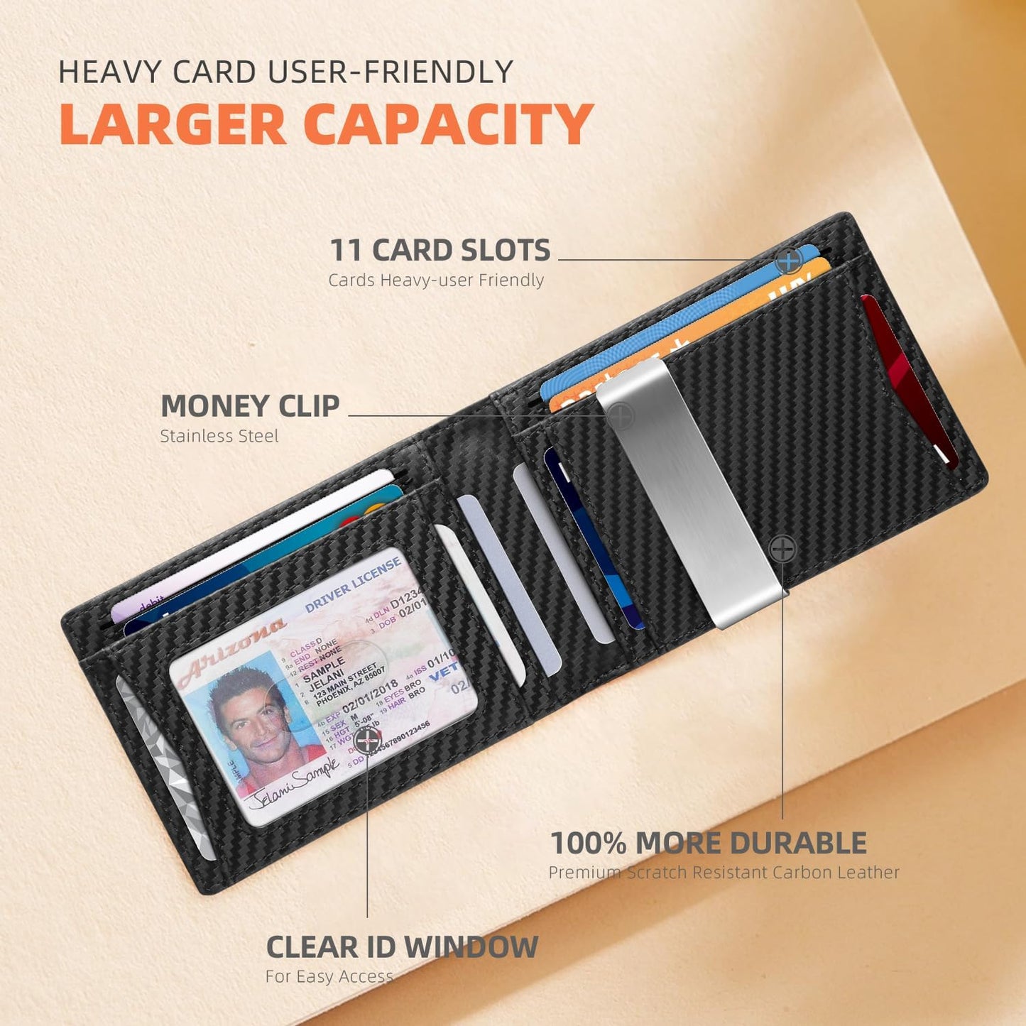 RUNBOX Slim Wallets for Men - Leather Money Clip Mens Wallet - RFID Blocking Front Pocket Bifold Wallet - Thin Credit Card Holder with Gift Box