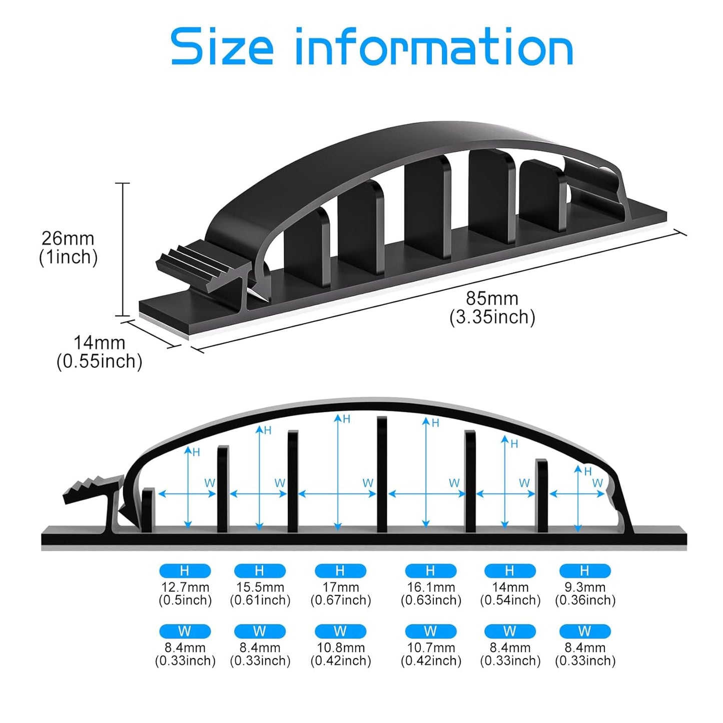 XHF 30pcs Adhesive Cable Wire Clips Black, Outdoor Cable Management Wire Organizer Cord Holder for Under Desk, Car, Wall, TV PC Ethernet Cable