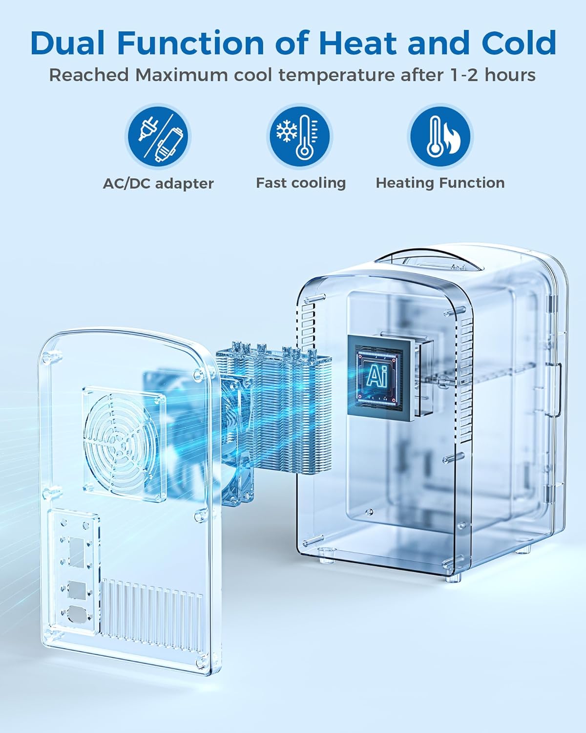 Mini Fridge, 4L/6 Cans Cooler & Warmer Portable Compact Refrigerator, Small Skincare Fridge for Makeup Food and Drinks, Small Cooler for Bedroom, Cosmetics, Car, Office, White