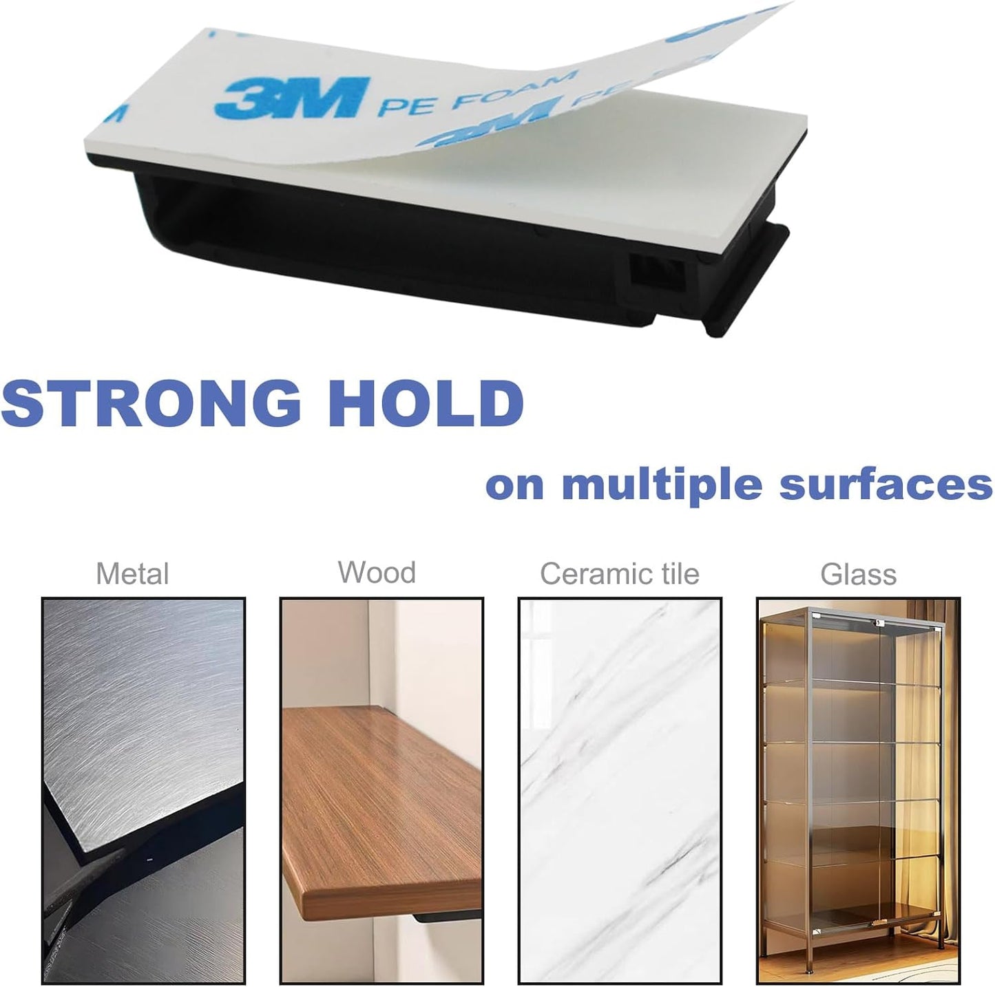 Cable Management Clips, Self Adhesive Cord Organizer Large Wire Clips Cord Holder for Under Desk Nightstand TV PC Ethernet Cables 10 PCS