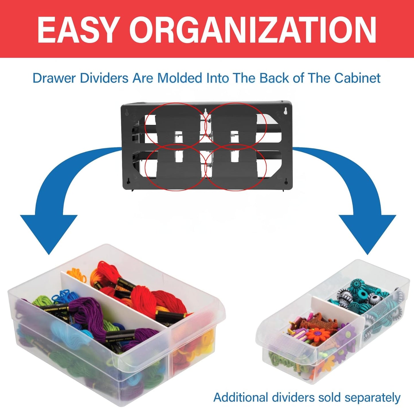 Akro-Mils 26-Drawer Plastic Drawer Storage Cabinet for Garage Organization, Bead Organizer, Building Bricks Storage, Teacher Toolbox, Makeup Organizer, 20" W x 6" D x 10" H, 10124 White