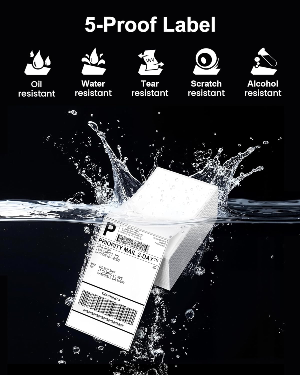 Phomemo 4x6 Thermal Label Printer Paper - 500 PCS Rose 4"x6" Fan-Fold Shipping Supplies Labels - Water/Oilproof Label Stickers - Permanent Adhesive Mailing Labels Paper for Thermal Printer