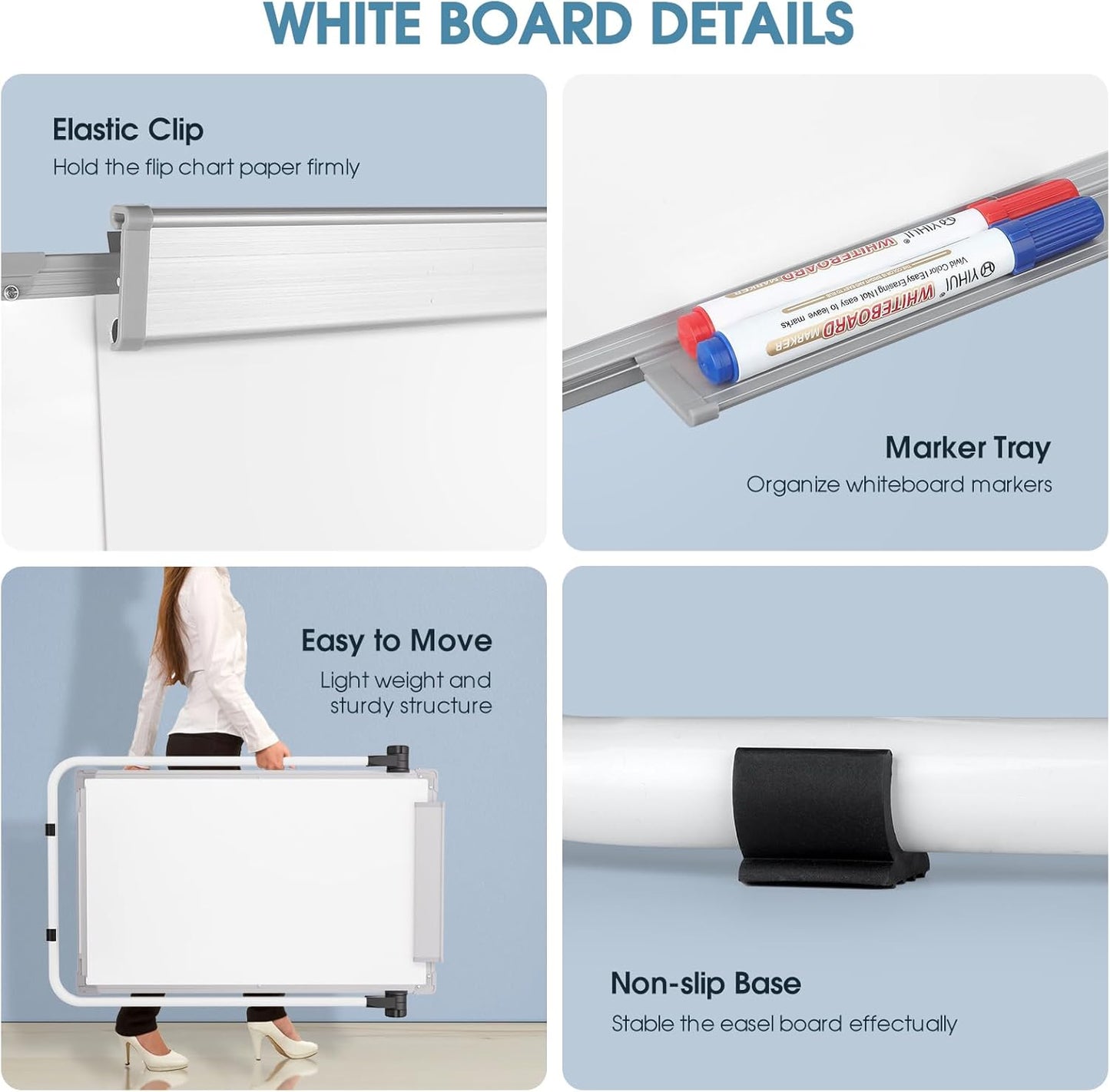 MaxGear Easel Whiteboard 36" x 24" Magnetic Portable Dry Erase Board, Foldable Double-Sided White Board with Stand Height Adjustable for Flip Chart Home Office School