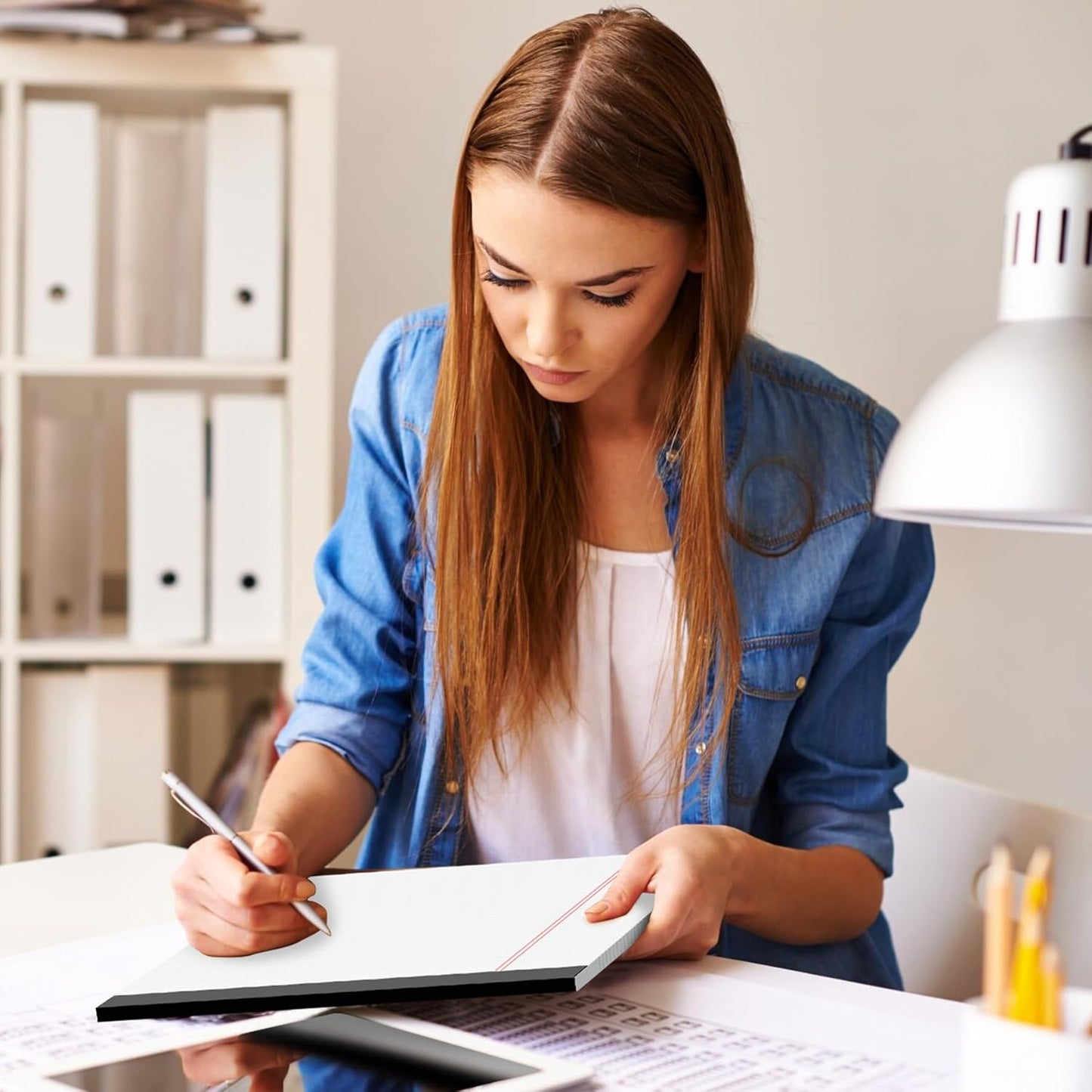 White Legal Pads 8.5 x 11 Writing Note Pads 9/32'' College Ruled & Double-Sided Printing - 30 Sheets Premium Thick Paper - 38 Lines Perforated Notepads 8.5 x 11'' 6 Pack for Office, Homework