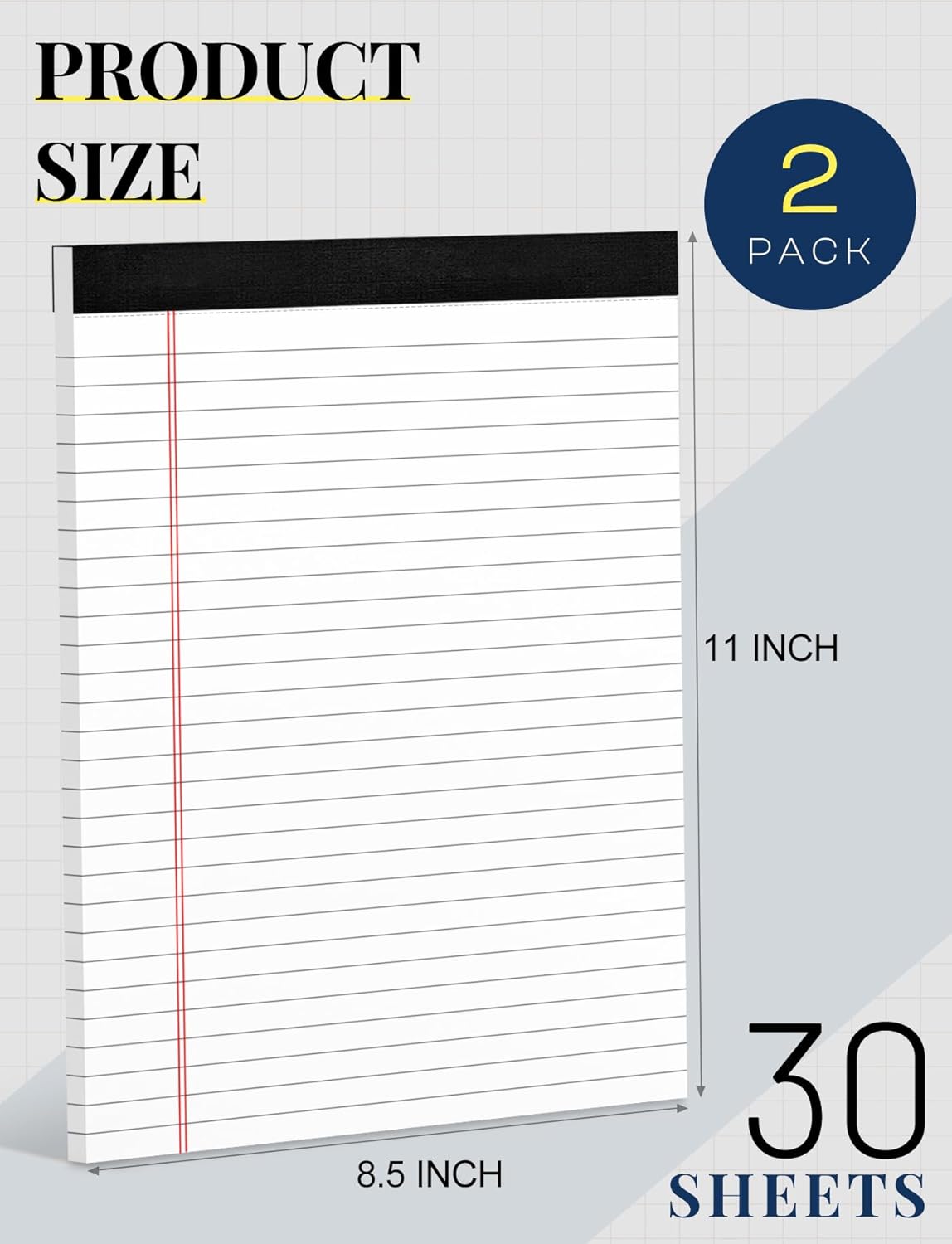 Legal Pads 8.5 x 11 White Note Pads 8.5 x 11 In 2 Pack Notepads 8.5 x 11 Writing Pads of Paper 8.5 x 11 Legal Notepads Wide Ruled White Lined Paper Pads 8.5 x 11 30 Sheets Per Legal Note Pads 8.5 x 11