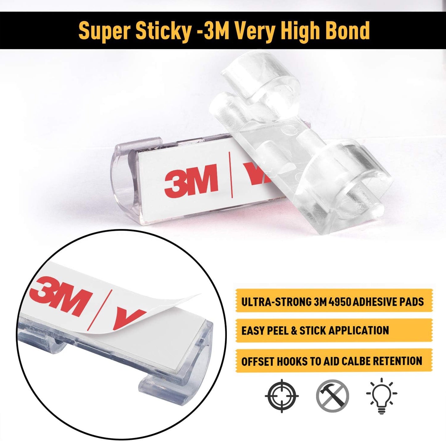 Cable Clips with Strong Self-Adhesive, XIAOXI Cable Management TV PC Wire Holder Sticky Tidy and Organizer Cord and Wires - 40 Pcs (Clear)