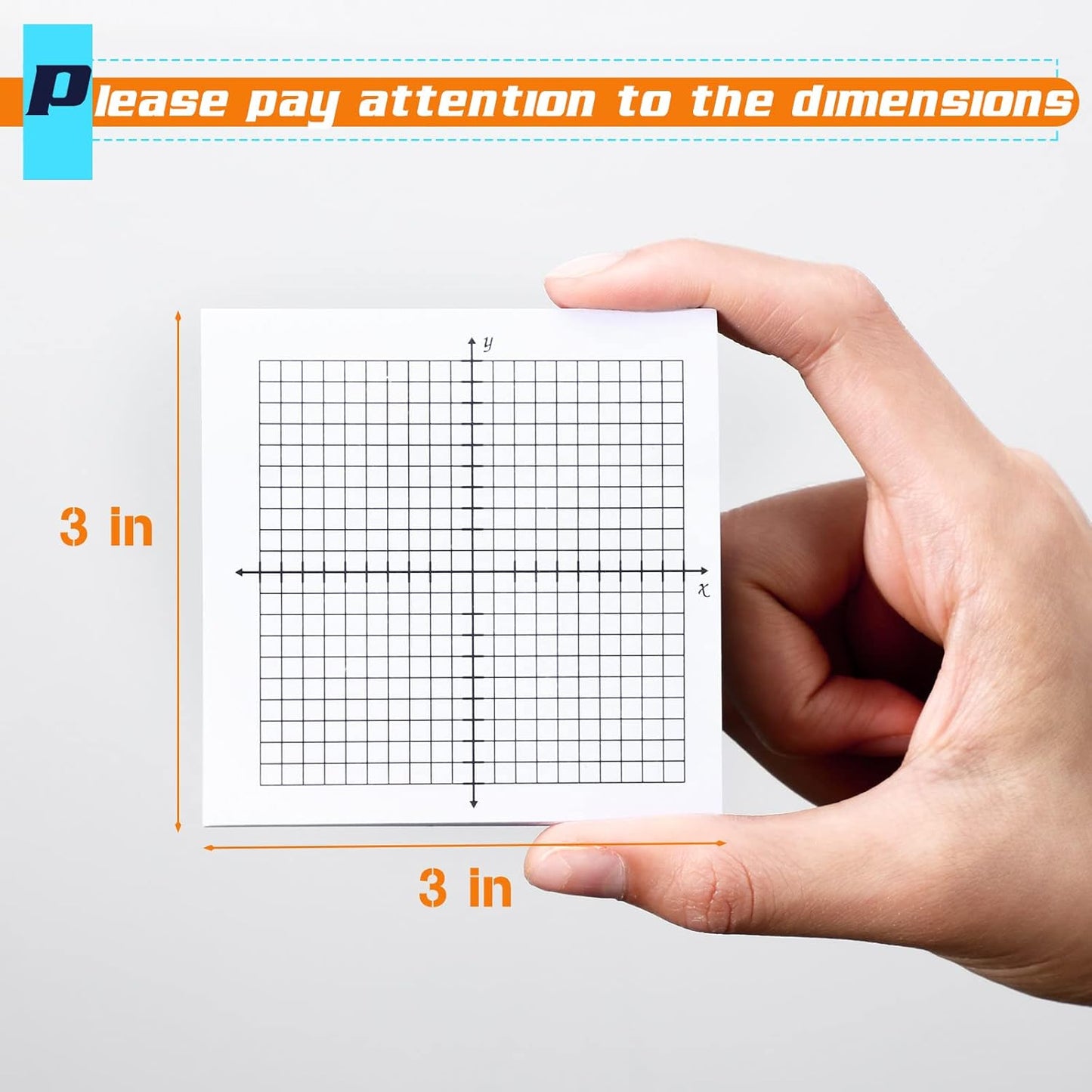 Sabary 8 Packs Graph Paper Sticky Notes 400 Sheets 3 x 3 Inch Lined Mini Graph Pads 20 x 20 Four Quadrant Adhesive Grid Sticky Notes for Office School Math Supplies(8 Pads)