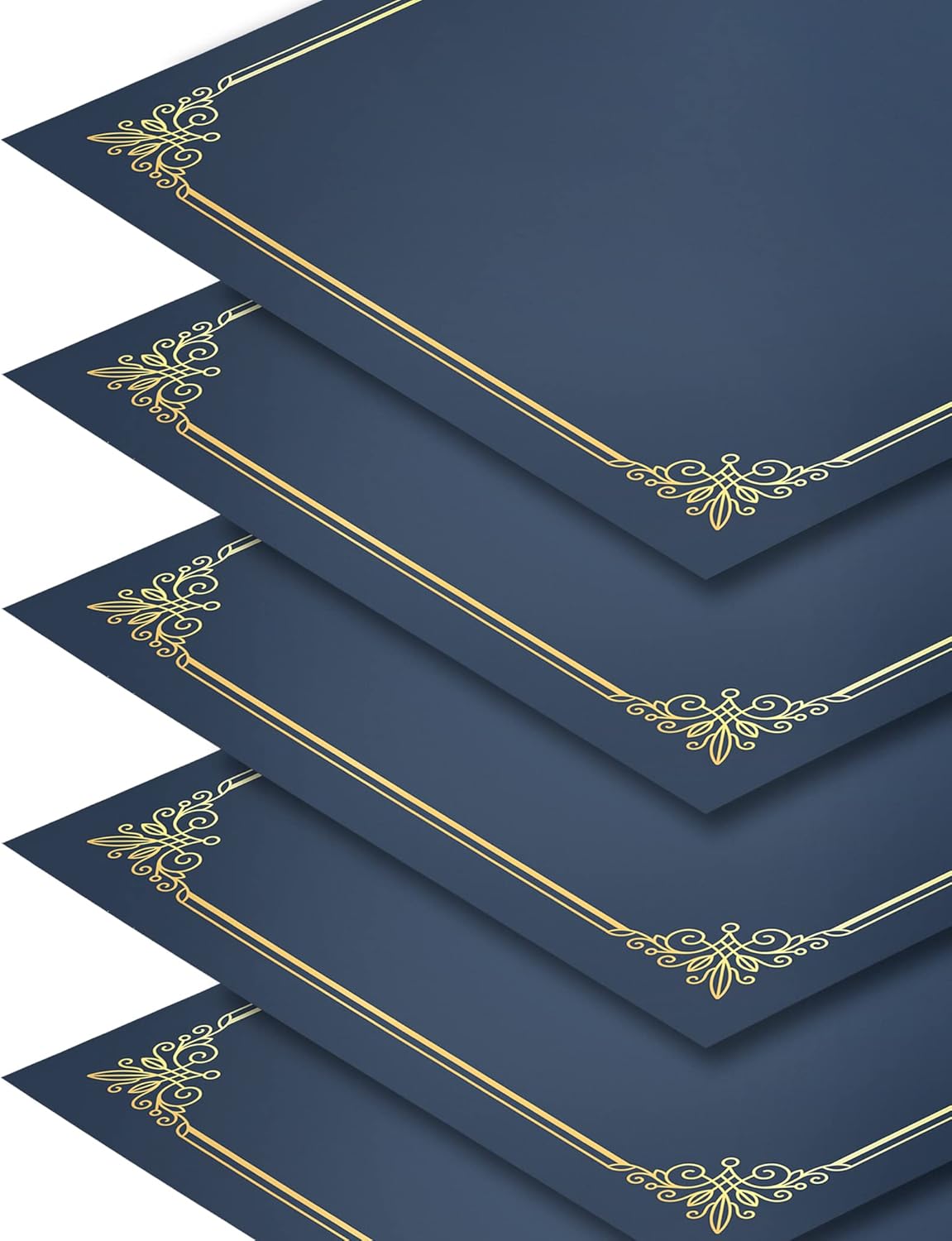 GNL Certificate Holders - 100 Packs Blue Diploma Holders, Certificate Covers with Gold Foil Border, for Letter Size 8.5 x 11 Award Certificate Paper and Documents