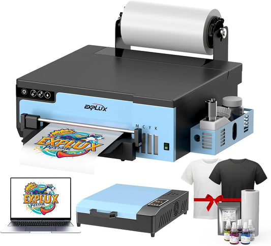 EXPLUX A4 DTF Printer,with XP600 printhead with Anti-Clogging Technology + 200% high Speed Printing,for DIY T-Shirt,Other Textiles,2-Year Ink Included