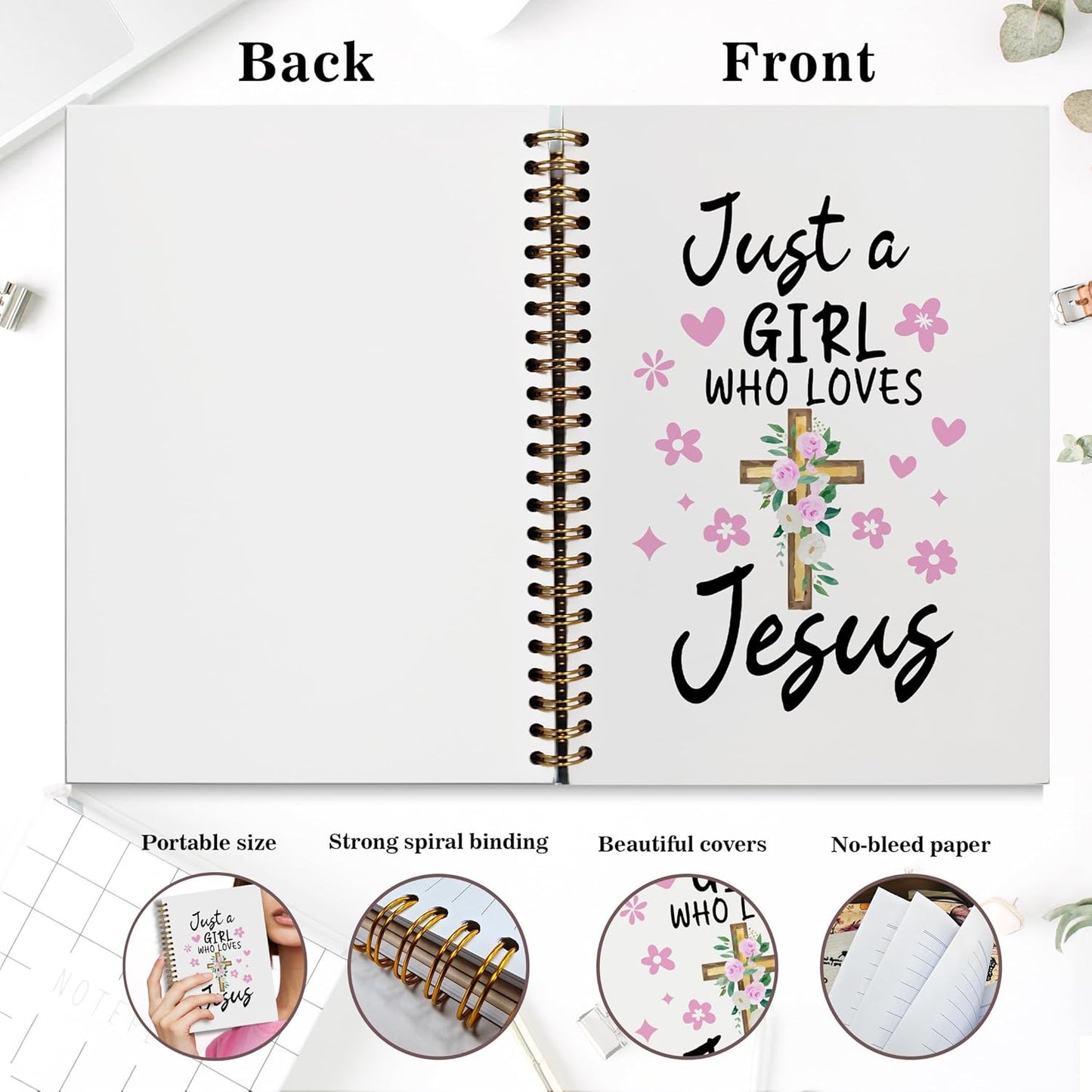 YOU FOUND ME Bible Notebook, A5 Spiral Christian Journal with Floral Pink Butterfly Notebook, Just a girl Who Loves Jesus, Inspirational Notebooks for Women, Bible Study, Gift for Birthday Christmas