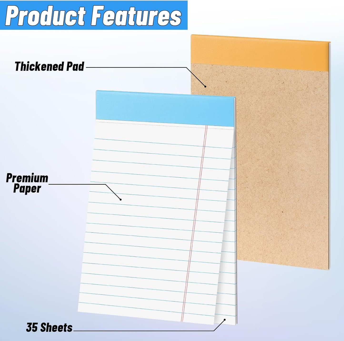 36 Pack Legal Pads Bulk, 5x8 Inch Rainbow Notepad, Note Pads College Ruled Perforated Memo Pad for Work Study Daily Note Taking List, Lined Writing Pads Memo Refills Notepads for Office Home School