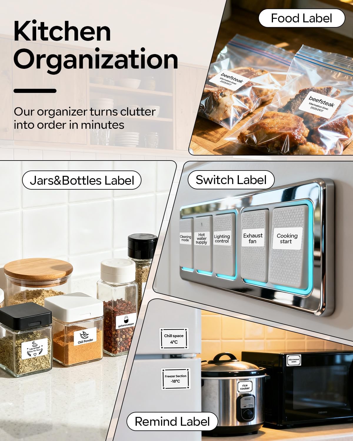 Phomemo M110 Label Printer - Bluetooth No Ink Printer with 3 Tapes, Mini Portable Barcode Label Printer for Retail, Address, Barcode, Home, for PC/Mac, iOS/Android, Ebony Black