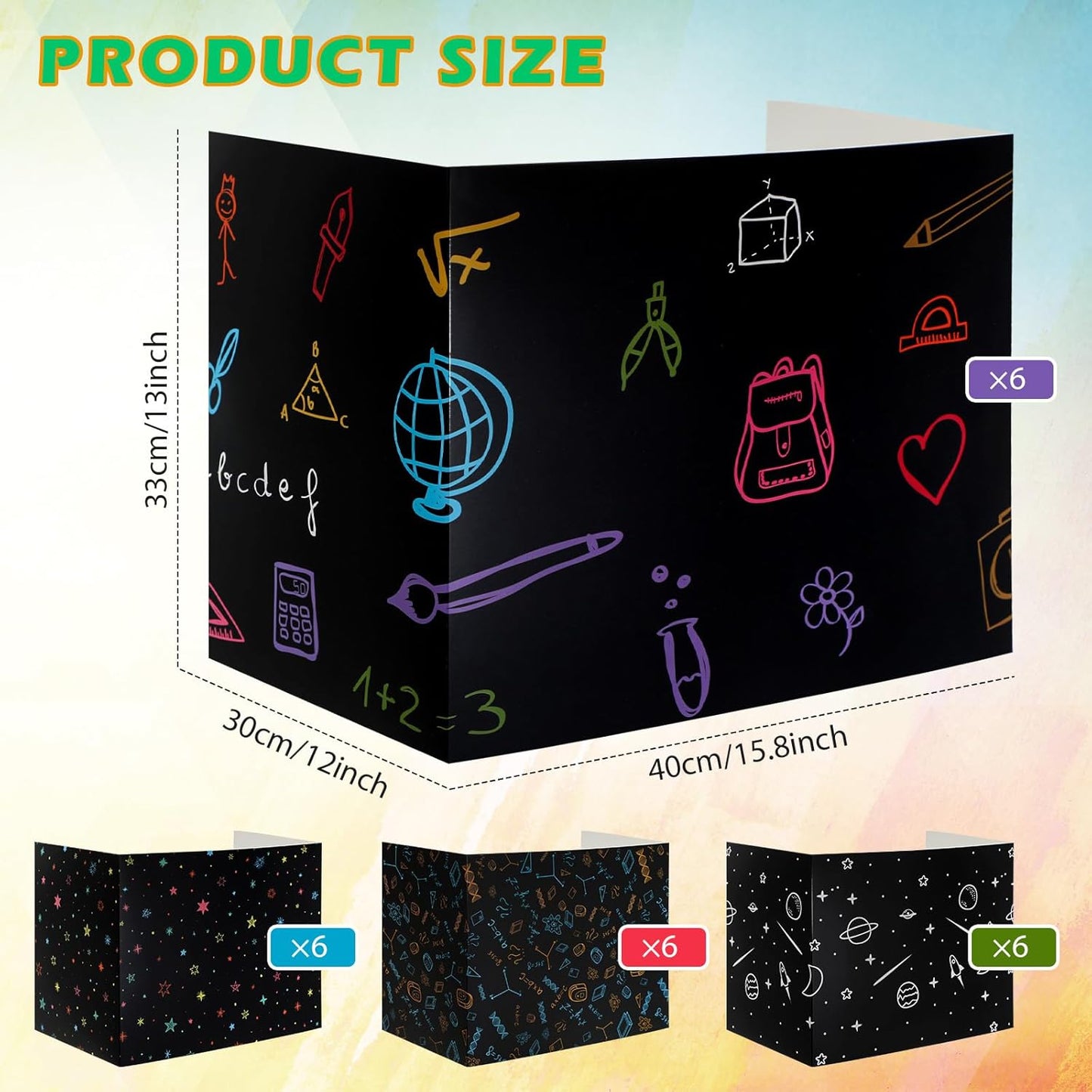 Crtiin 24 Pcs Privacy Folders for Students Desk Dividers Standard School Privacy Cardboard Board Testing Dividers Shield for Classroom Teacher Supplies Keep Eyes from roving(Vibrant)