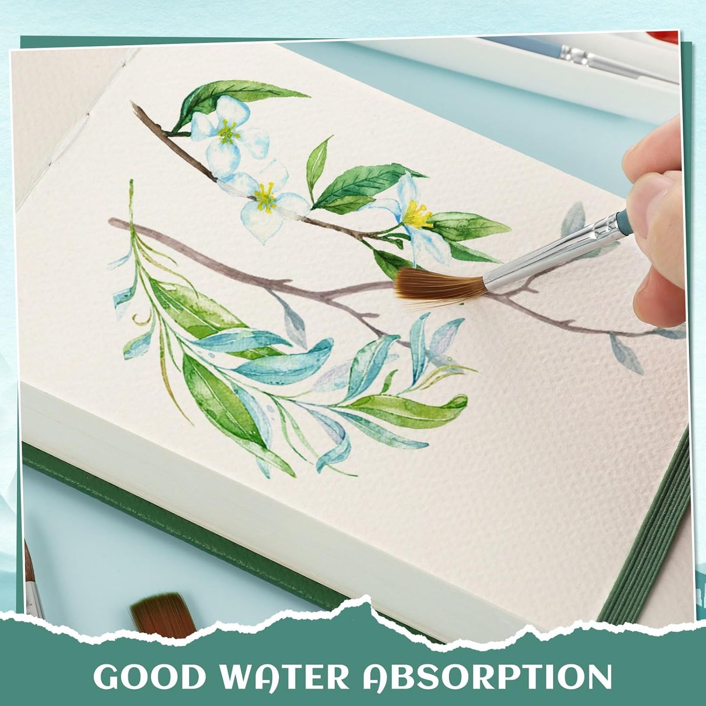 40 Sheets Watercolor Journal 4x6in, 140 lb/300 GSM Watercolor Sketchbook Cold Press Watercolor Paper Watercolor Notebook for Art Painting, Drawing, Mixed Media