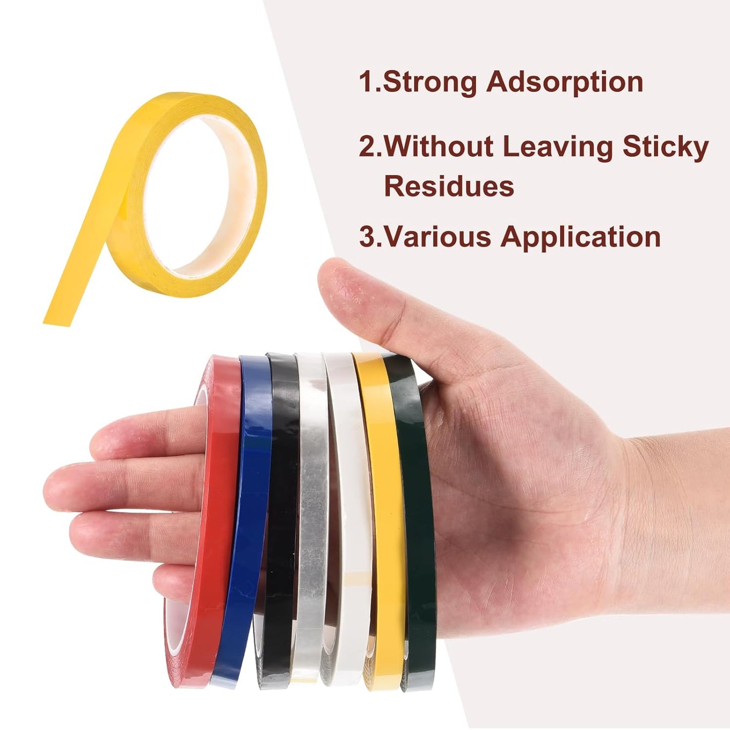MECCANIXITY 6 Rolls Whiteboard Tape Graphic Chart Tape 18mm 54.7 Yard Art Tape Thin Self-Adhesive Pinstripe Tape Masking Tape for Gift Wrapping Craft Supplies, Yellow
