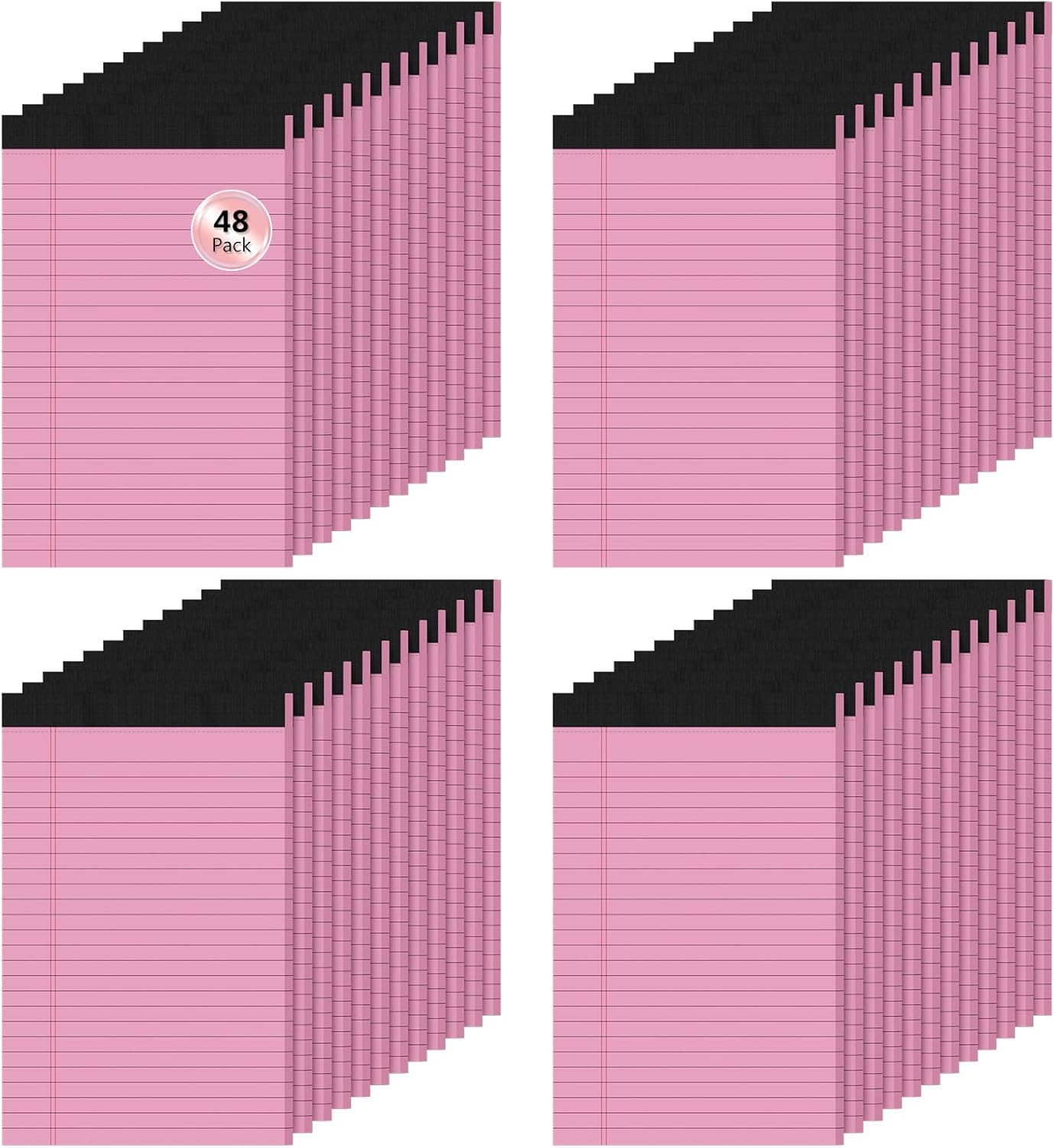 Legal Pads 5x8 Pink Note Pads, 48 Pack College Ruled Pink Notepads 5x8 Lined Paper, Small Notebook Writing Pads 30 Sheets Per Pink Paper Legal Pads for Home Office School Supplies