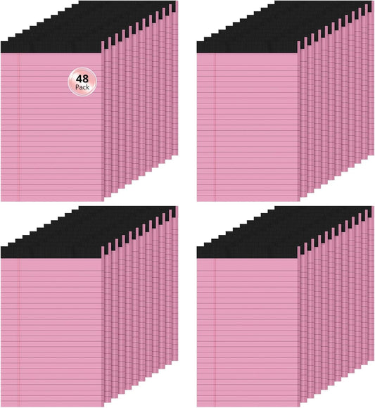Legal Pads 5x8 Pink Note Pads, 48 Pack College Ruled Pink Notepads 5x8 Lined Paper, Small Notebook Writing Pads 30 Sheets Per Pink Paper Legal Pads for Home Office School Supplies