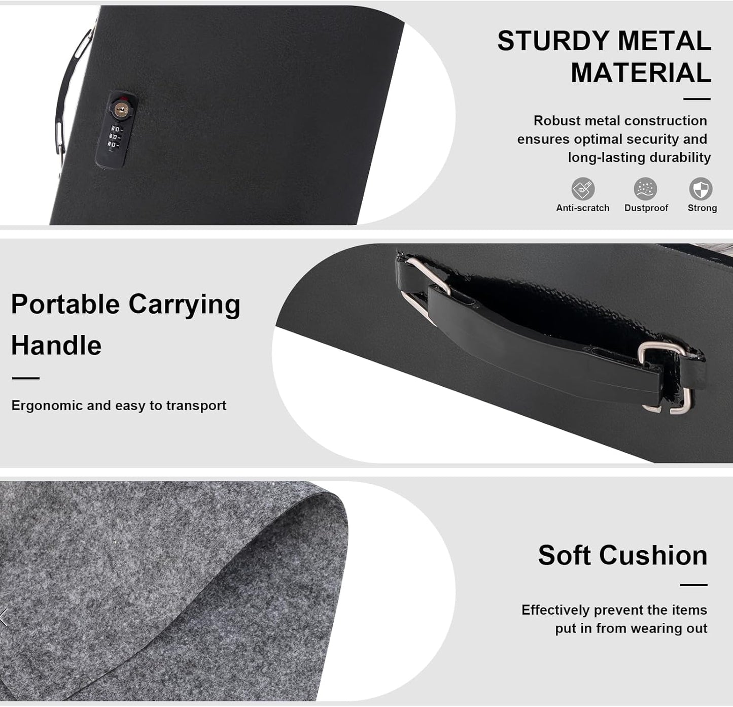 Fireproof Document Box with Key Lock & Fireproof Money Bag,Fire Safe Box for Valuables,Fire Resistance Security Chest,Fireproof Box for Documents,Passport Extra Large (Black-Combination, Large)