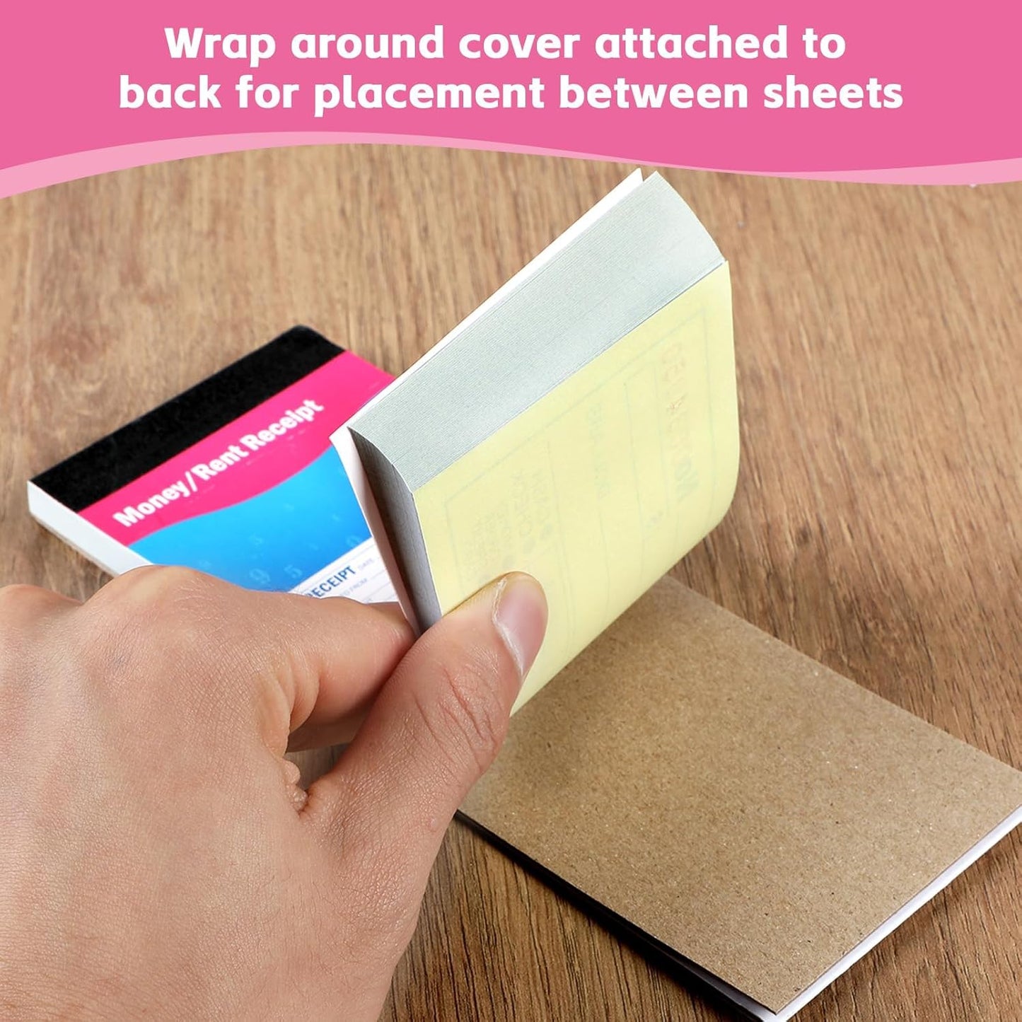 gisgfim 15 Pads Receipt Book with Carbon Copies Money and Rent Receipt Book 2 Part Carbonless Bound Wraparound Cover Petty Cash Business Invoice Book for Small Business 2-3/4 x 7-3/16Inch 50 Set/Book