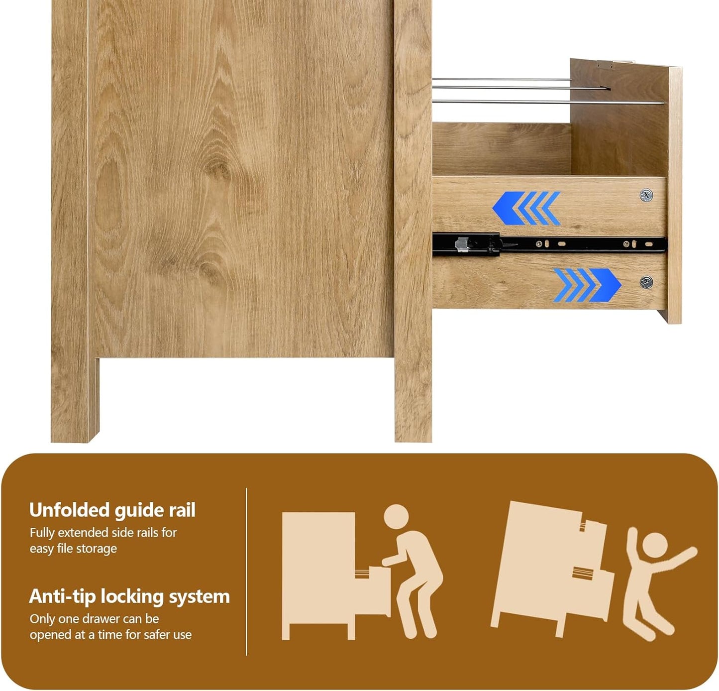 ZYBT Lateral File Cabinet, Modern Farmhouse Filing Cabinets with 2 Drawers and Hanging Bar Wood Rustic Storage Cabinet for A4/Letter/Legal Size Documents,Office Storage Cabinet for Home Office