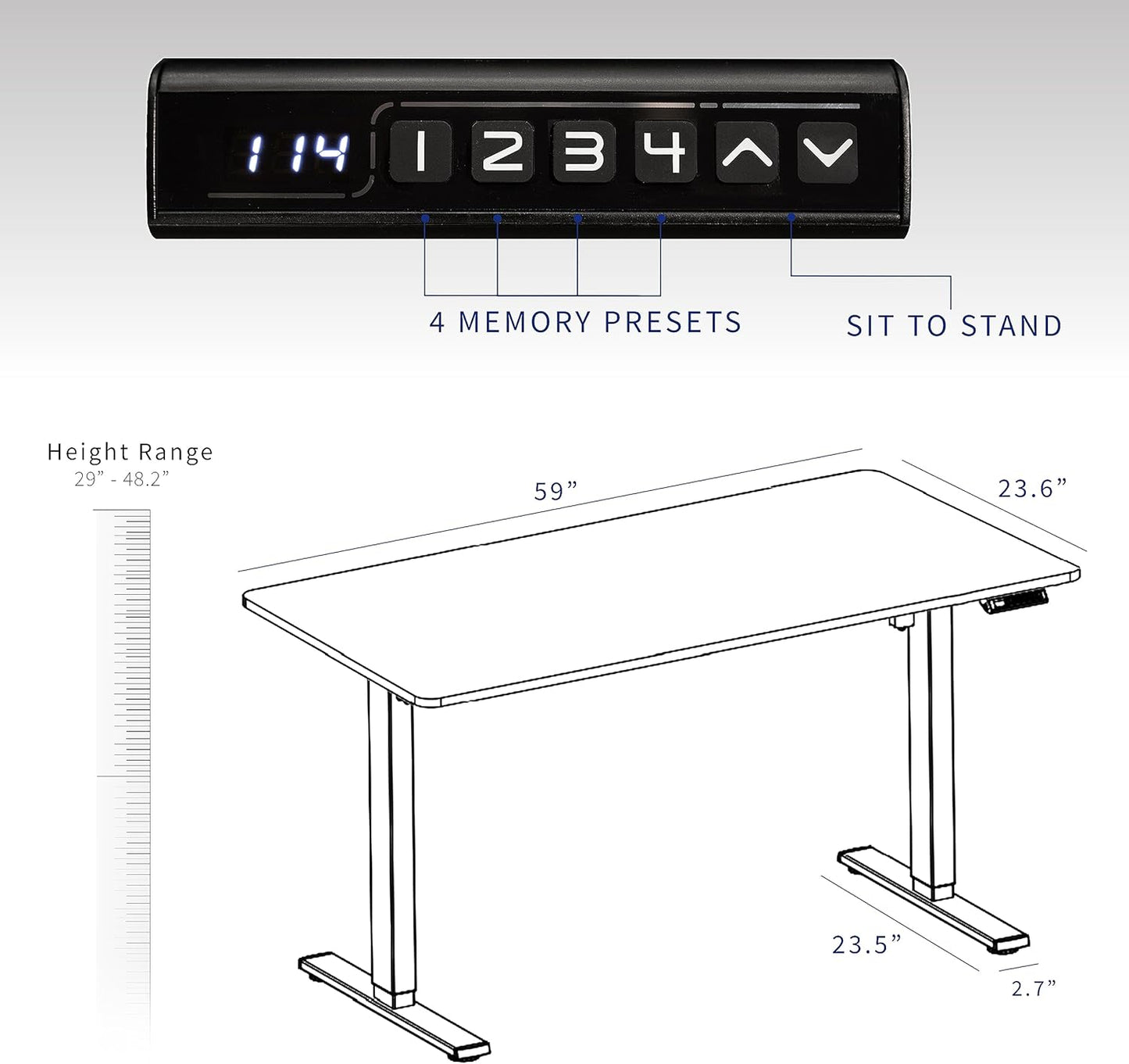 VIVO Electric Dry Erase 60 x 24 in Standing Desk, Memory Height Adjustment, 1B Series, White Marble Pattern Top, Gray Frame, DESK-KIT-1G6WM