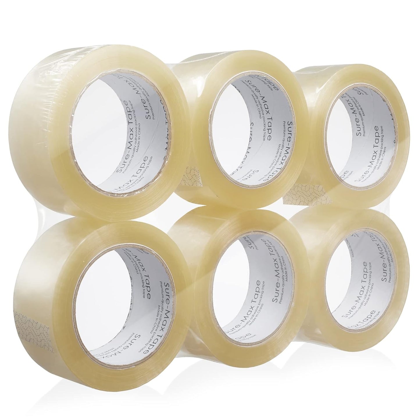 Sure-Max Premium Carton Packing Tape 1.8 mil 330 Feet (110 Yards) - Clear - 6 Rolls