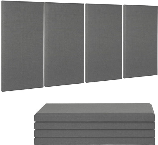 Fabric Sound Proof Foam Absorbing Acoustic Wall Panels 23.6’’x11.8’’ 4PCS Noise Cancelling for Room Home Studio Office Theater, Gray