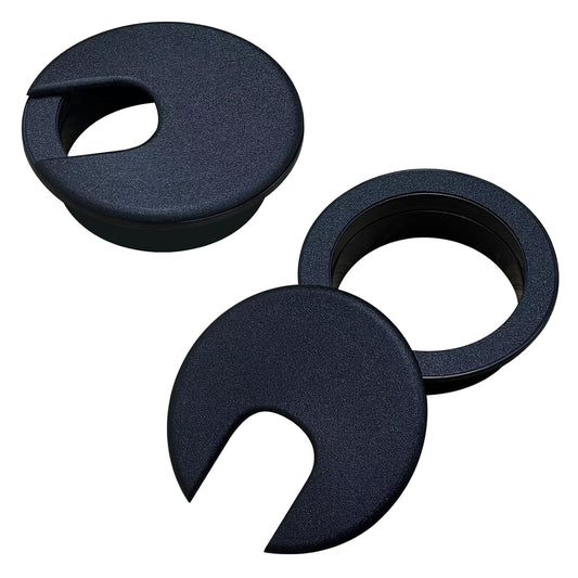 Desk Grommet 2 Inch 2 Pack Sturdy ABS Plastic Desk Hole Cover for Cables Detachable Desk Hole Grommet for Organizing Home & Office Table Cables - Black
