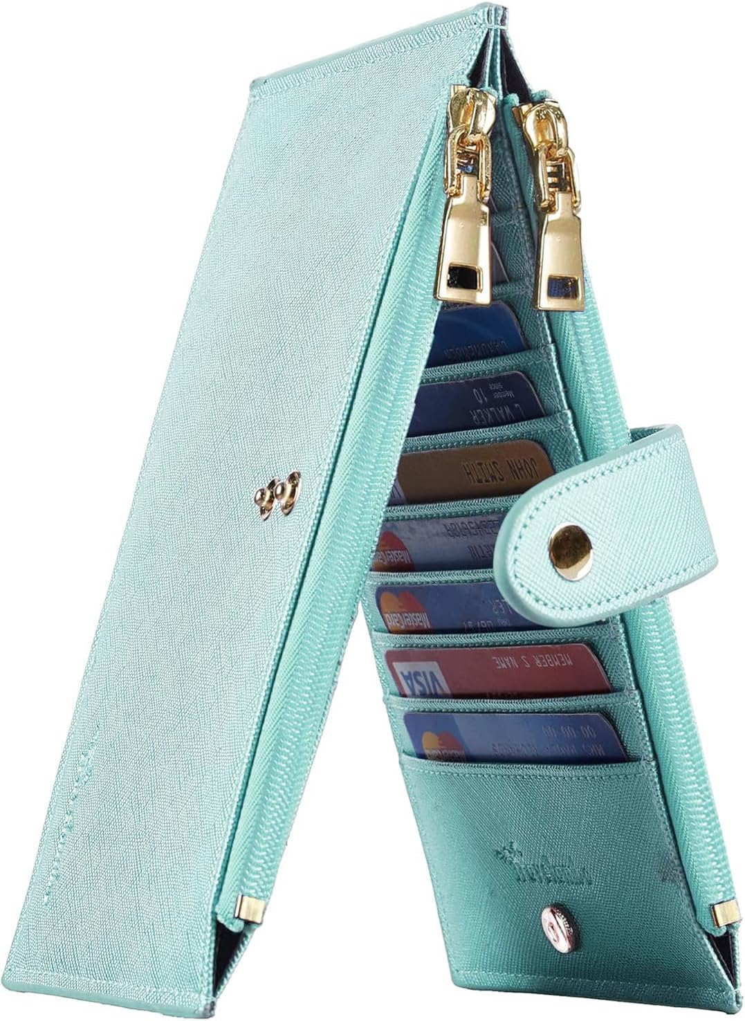 Travelambo RFID Wallet Women Large Size Bifold Multi Card Wallet Case with Zipper Pocke Credit Card Holder for Women