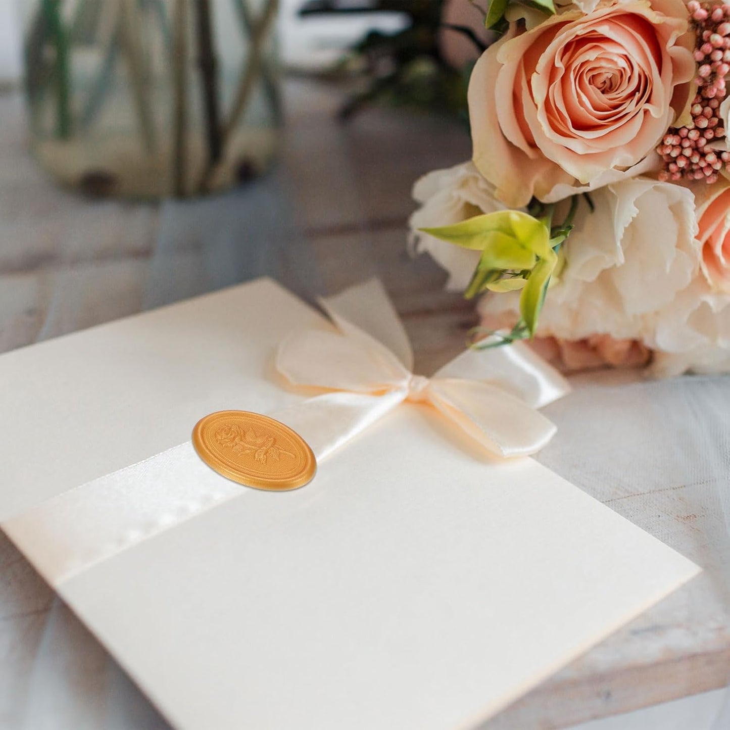 uxcell 25 Pcs Wax Seal Stickers, Self Adhesive Envelope Letter Seal Stickers with Rose Pattern for Holiday Party Wedding Invitations, Gift Packaging, Green