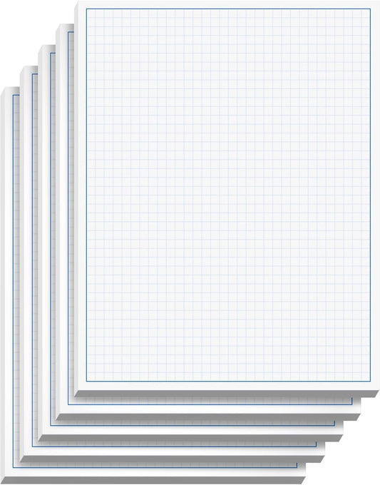 Graph Paper Pad for Blueprint Drawings, Drafting, Engineering Drawing, and Planning - Graph Paper 8.5x11 Blueprint Quadrille Grid Paper Pads with Blue Lines, High Brightness 50 Sheets (5-Pack)