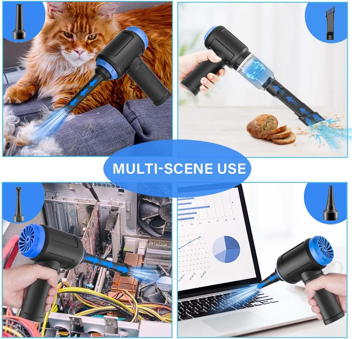 Air Duster - Computer Vacuum Cleaner - for Keyboard Cleaning - Cordless Canned Air - 110000RPM Powerful PC Cleaner(VC08)