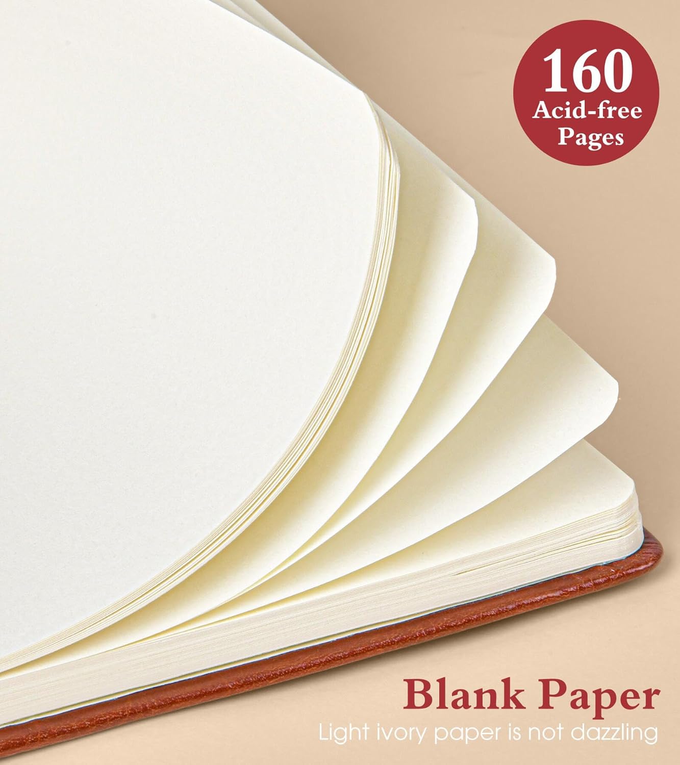 Blank Journal Notebook for Women Men,160 Pages,Inner Pocket,A5 Hardcover Sketchbook for Drawing, Sketch book, Unlined Notebooks for School,Work,Travel Journals for Writing 5.8"x8.5" (Brown)