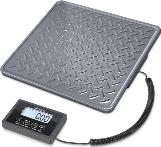 THINKSCALE Shipping Scale, 440lb/1oz Digital Heavy Duty Postal Scale, Strong Steel Platform, Postage Scale with Hold/Tare/LCD Display, Scale for Packages, Luggage Scale, Battery&AC Adapter Included