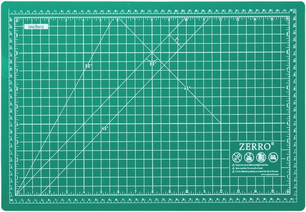ZERRO Self Healing Cutting Mat 12" x 18" Double Sided No-Slip Rotary Cutting Sewing Mat Durable 5 Layers PVC Cutting Board (A3)…