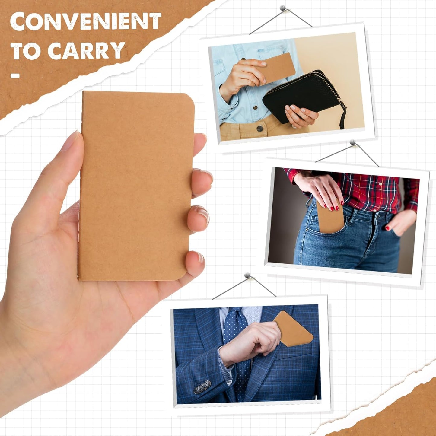 Harloon 100 Pcs Mini Notebooks Bulk Small Pocket Notepads Blank Lined Wallet Memos Journals for Students Employee Traveler Classroom Office Supplies, 4 x 2.5 Inches(Brown)