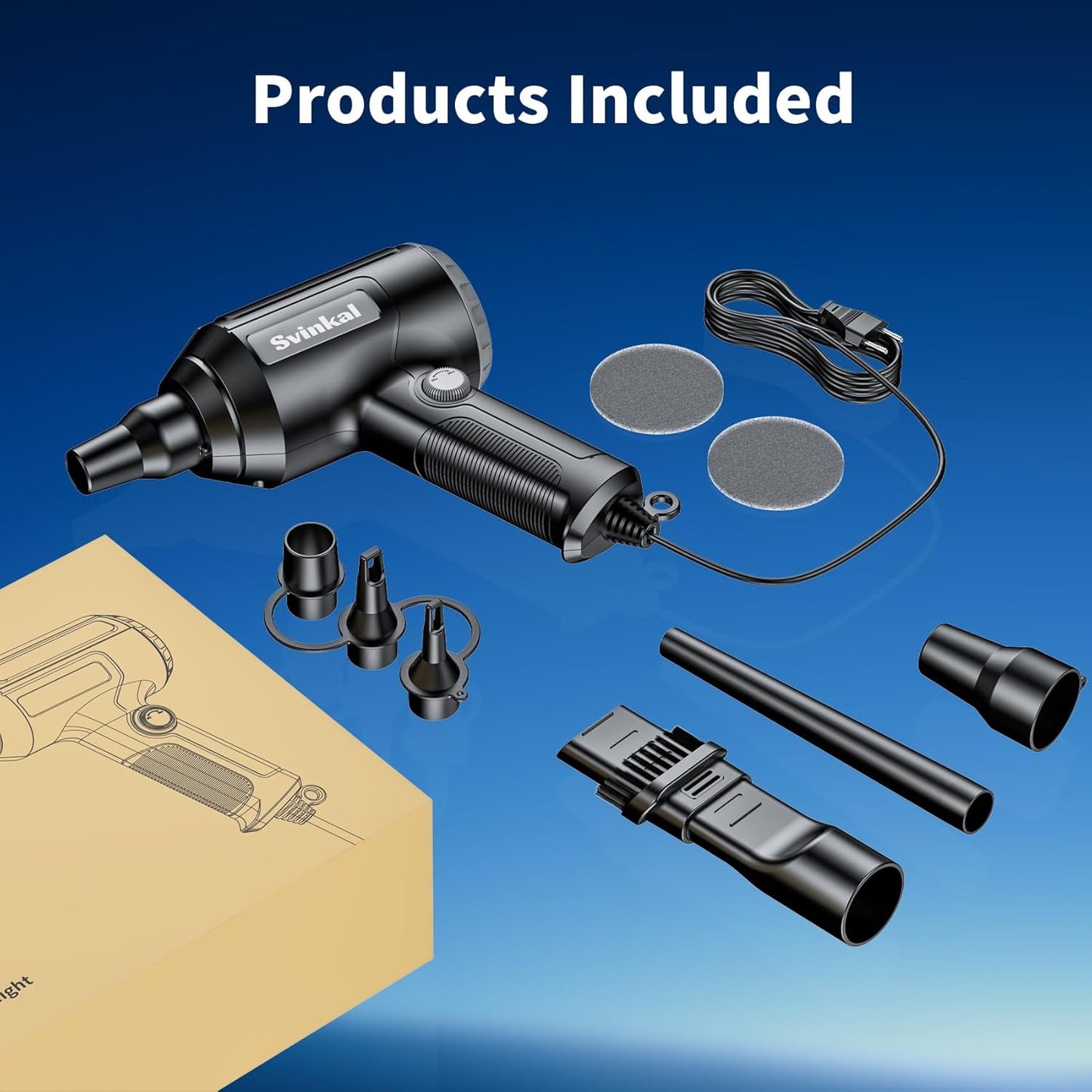 Electric Air Duster, 500W High Power with 40000RPM, Stepless Speed, 6oz Blowing Power, Ideal Canned Air Replacement for Cleaning Keyboards, Electronics, PC, and More