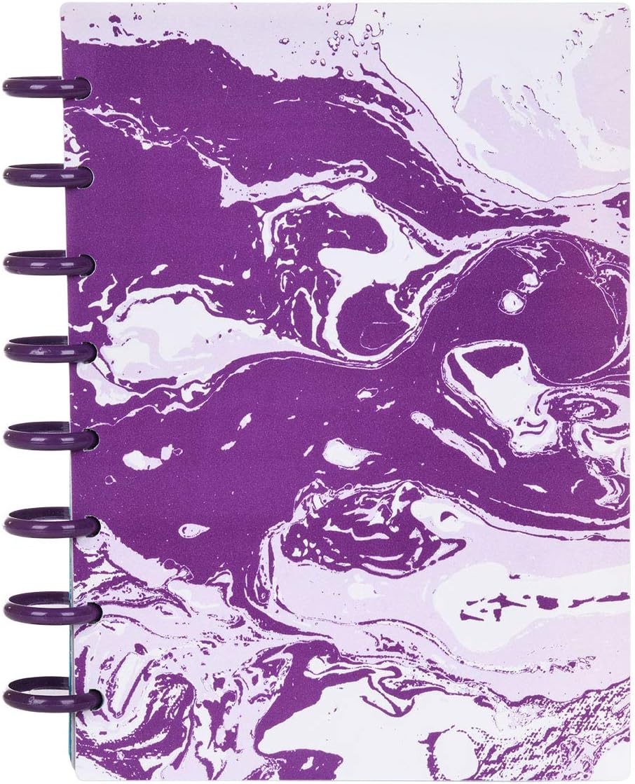 Talia Discbound Notebooks, Planner, Customizable, (Purple Marble Flow w/Strong Purple Discs, Junior (5.5in x 8.5in))