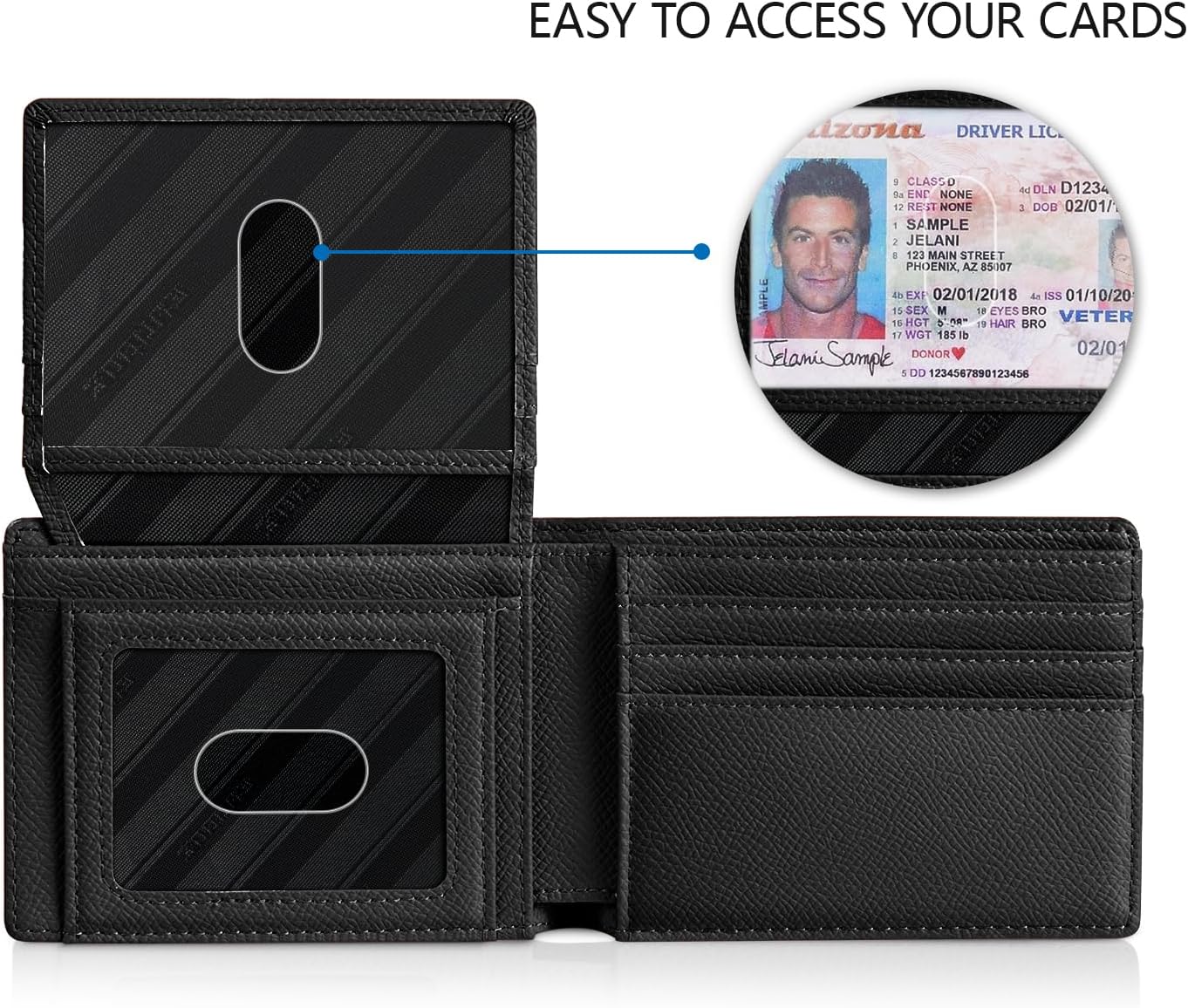 RUNBOX Wallet for Men Slim Rfid Leather 2 ID Window With Gift Box