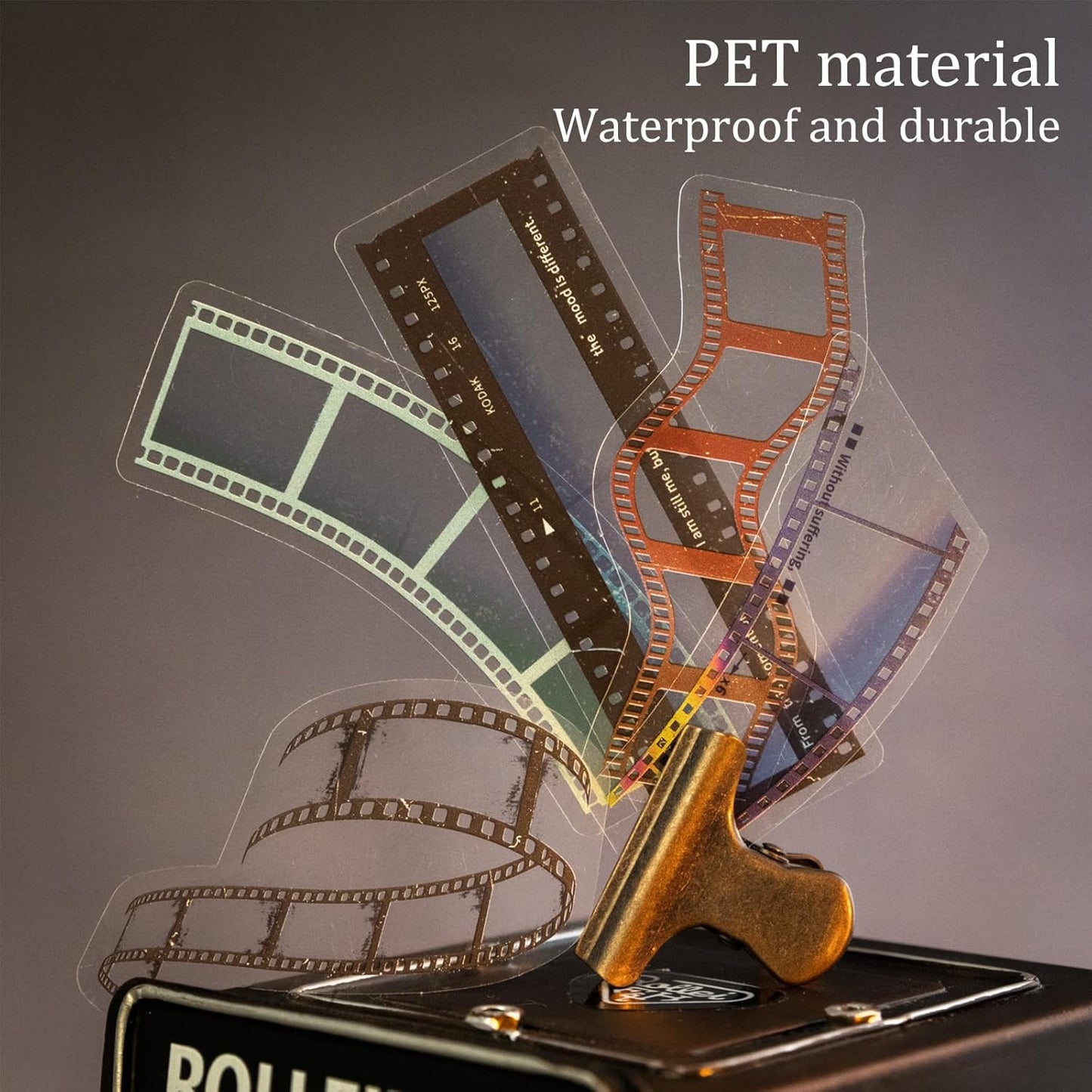 Film Strip PET Sticker Set, 120PCS Vintage Scrapbook Stickers for Journaling, Planners, DIY Crafts, Card Making and Art Supplies