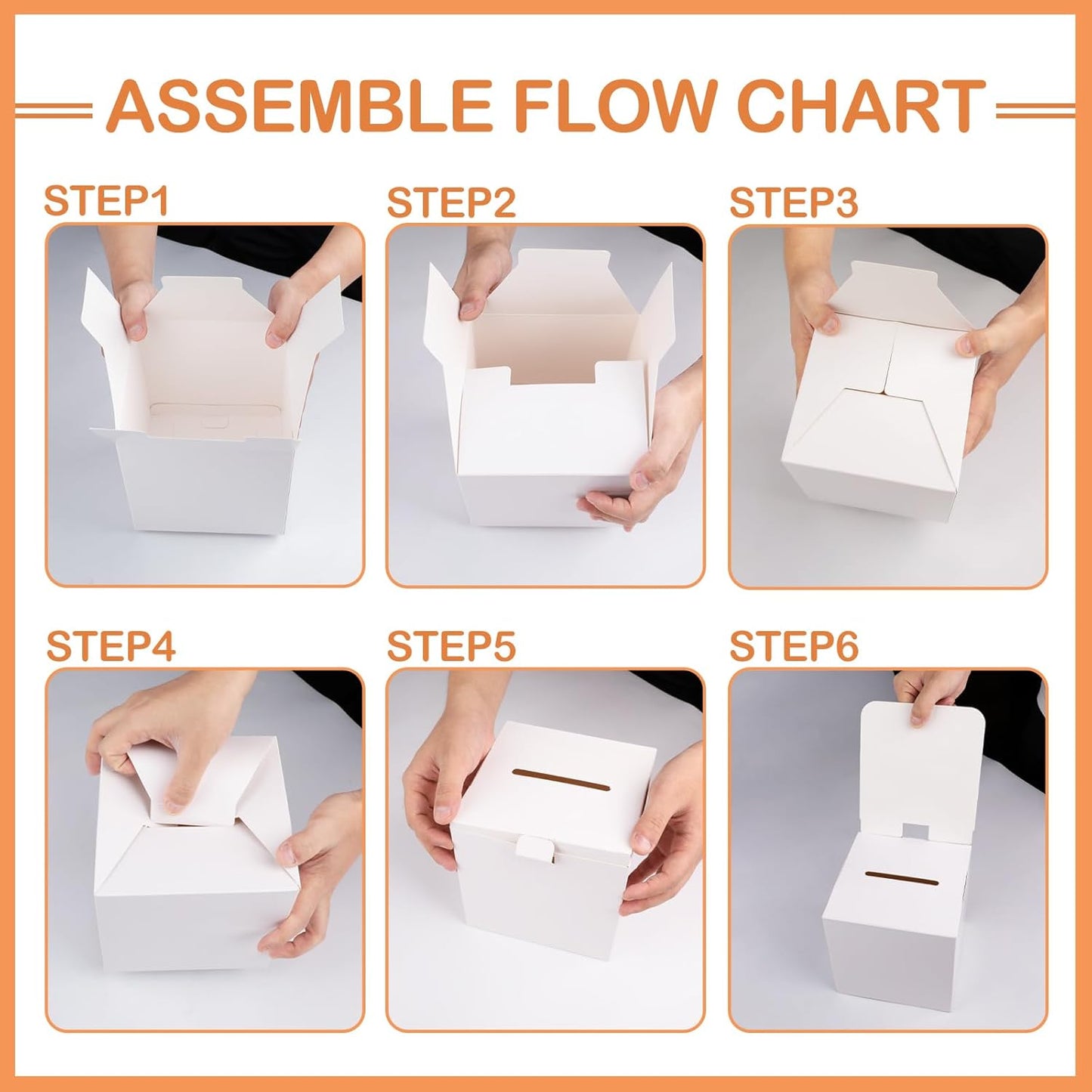 24 Pcs Ballot Boxes Suggestion Boxes Donation Box for Fundraising, Cardboard Raffle Box with Slot and Removable Header for Collecting Business Card Voting Contest (White)