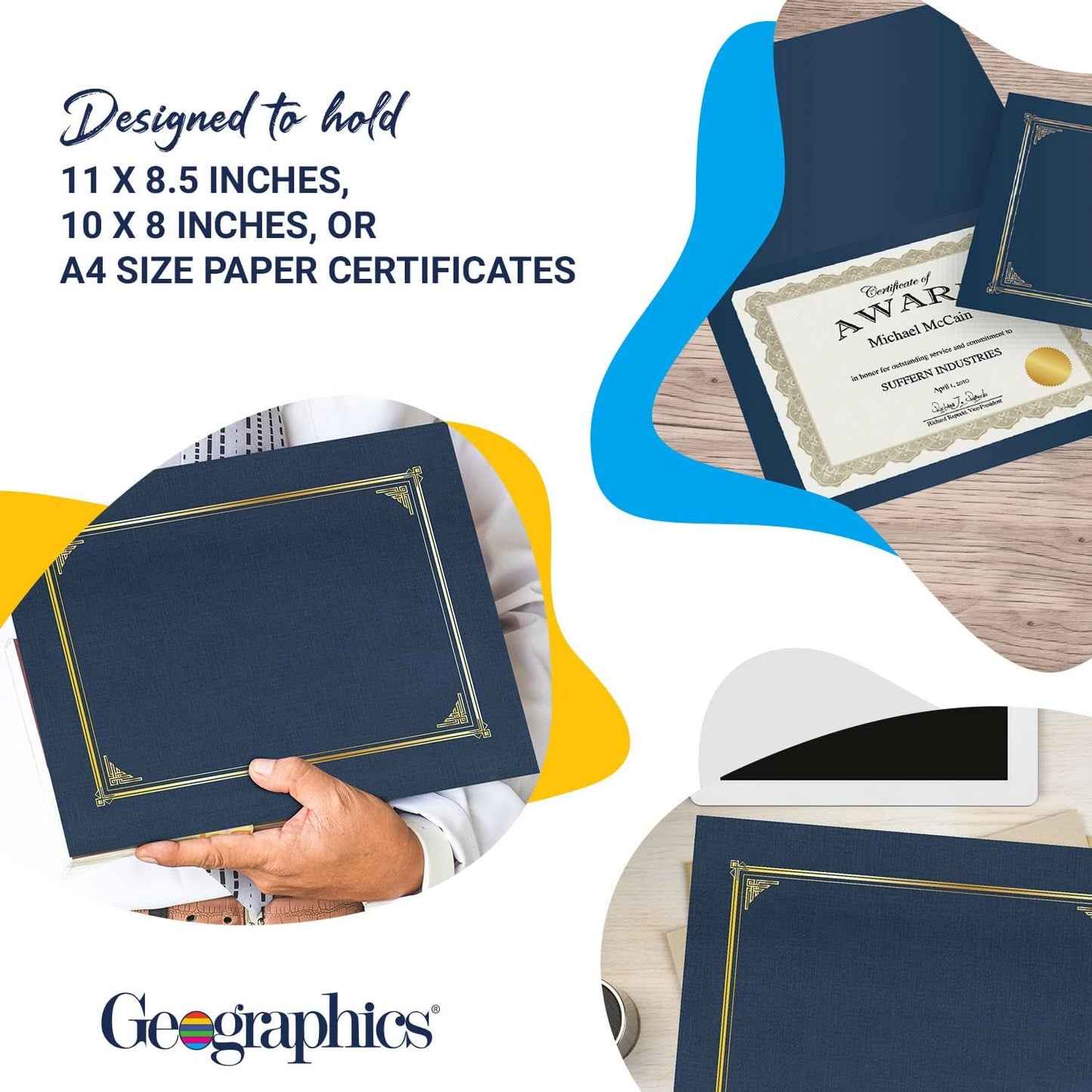 Classic Linen Document Covers 12.5” x 9.75” Navy Blue 60 Pack - Certificate Holders, Diploma Holder, Frame Documents - Premium Linen Texture for Professional Presentation